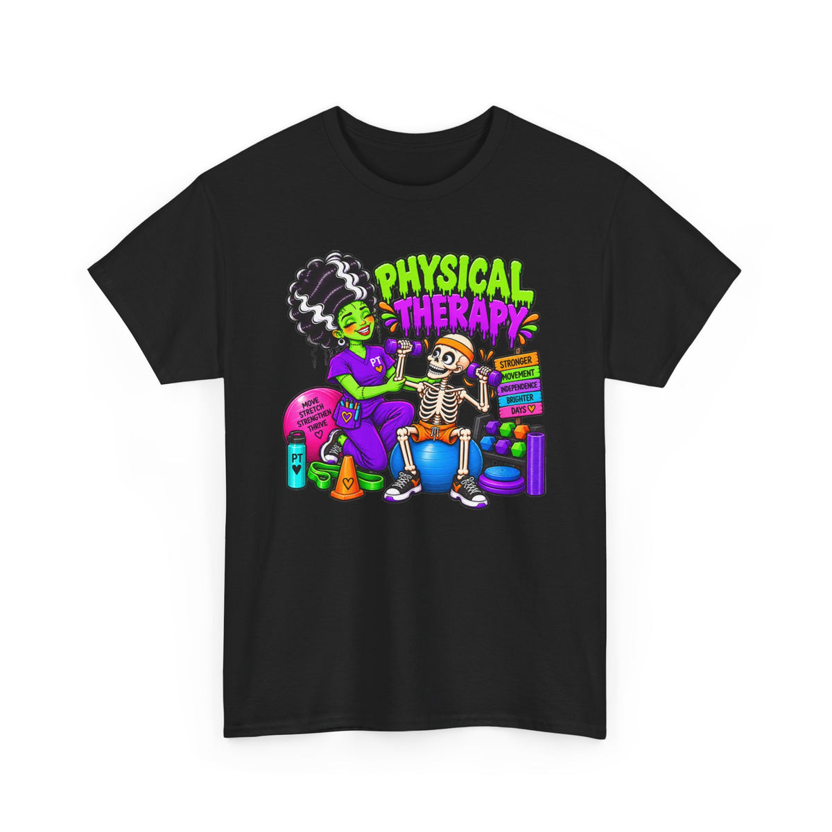 Physical Therapy T-Shirt — Fun Skeleton PT Design for Therapists & Rehab Fans