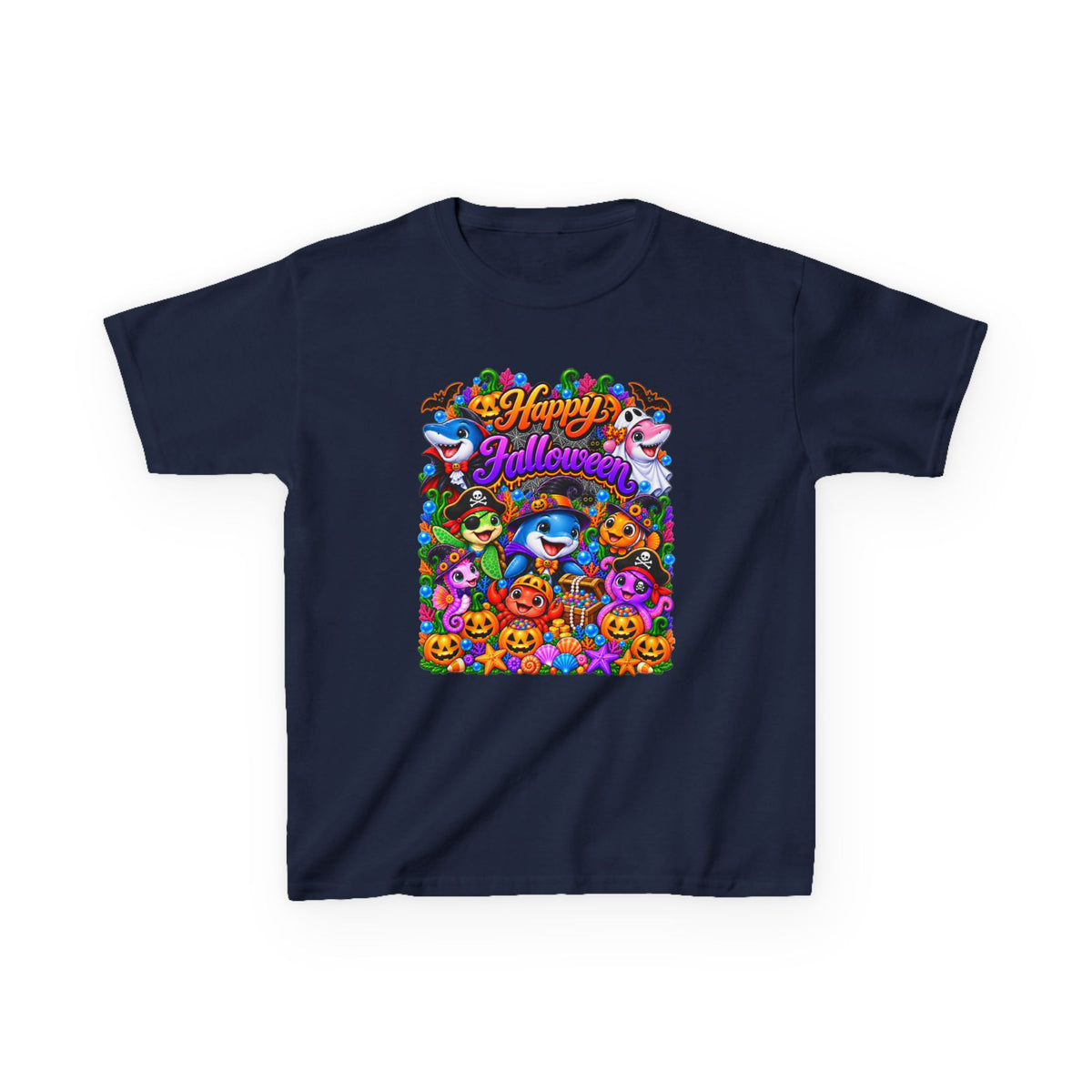 Kids Halloween T-Shirt — Colorful Happy Halloween Cartoon Design