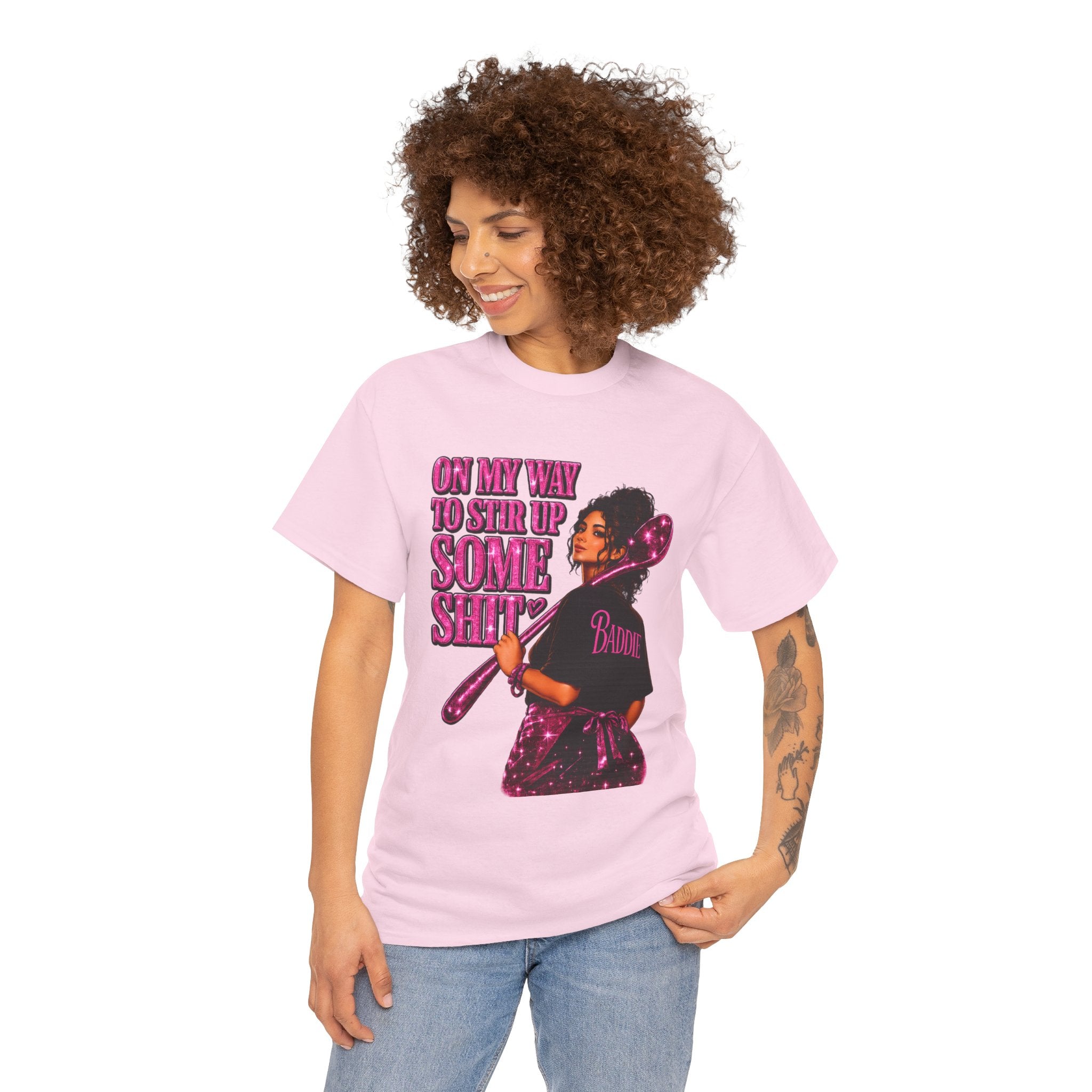 T-Shirt — 'On My Way to Stir Up Some Shit' Retro Baker Graphic Tee
