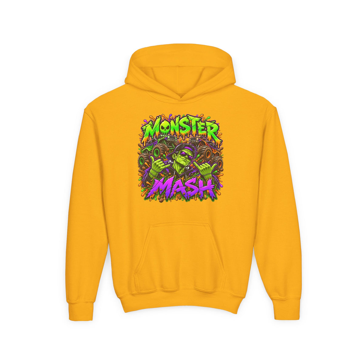 Monster Mash Youth Hoodie – Colorful Halloween Kids Sweatshirt