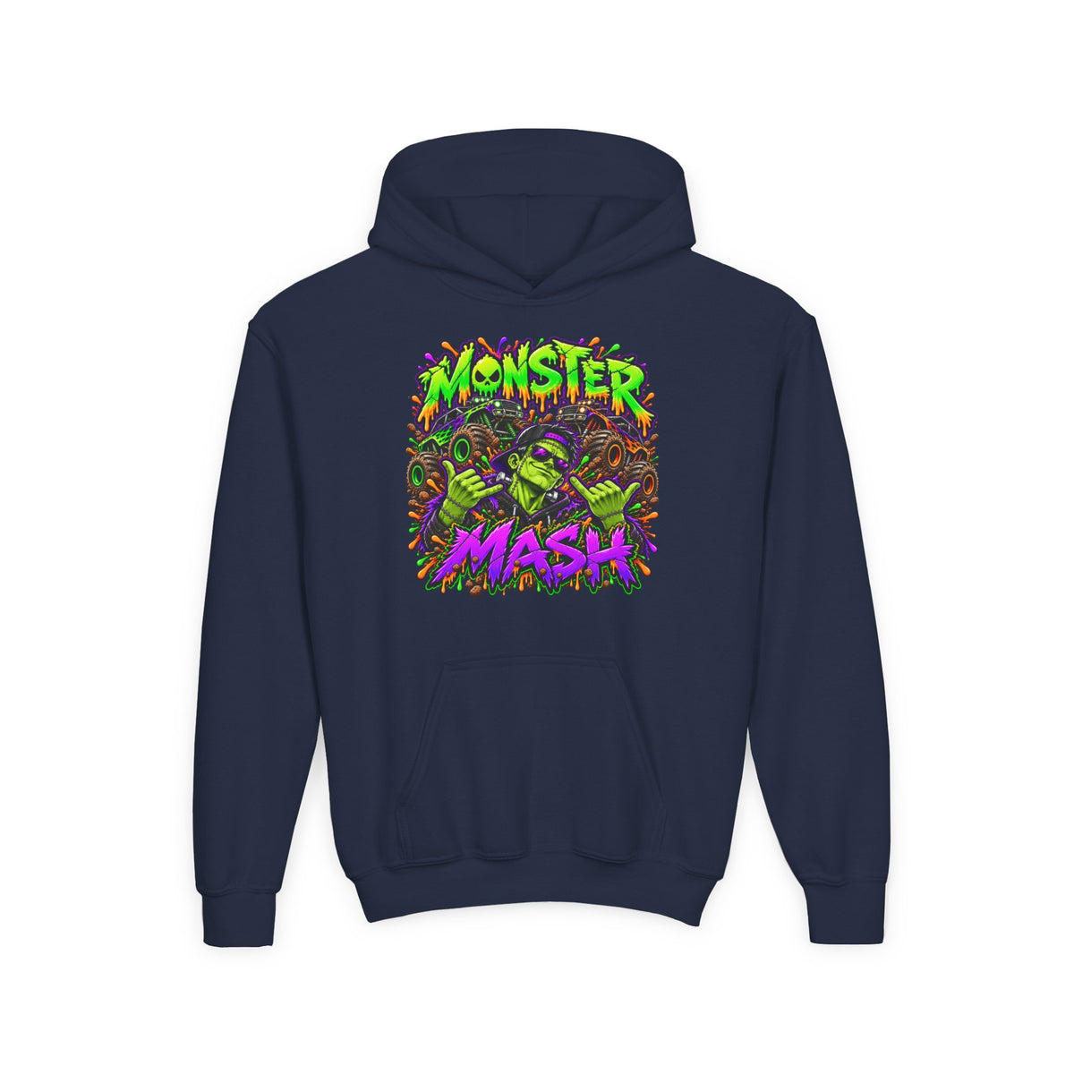 Monster Mash Youth Hoodie – Colorful Halloween Kids Sweatshirt