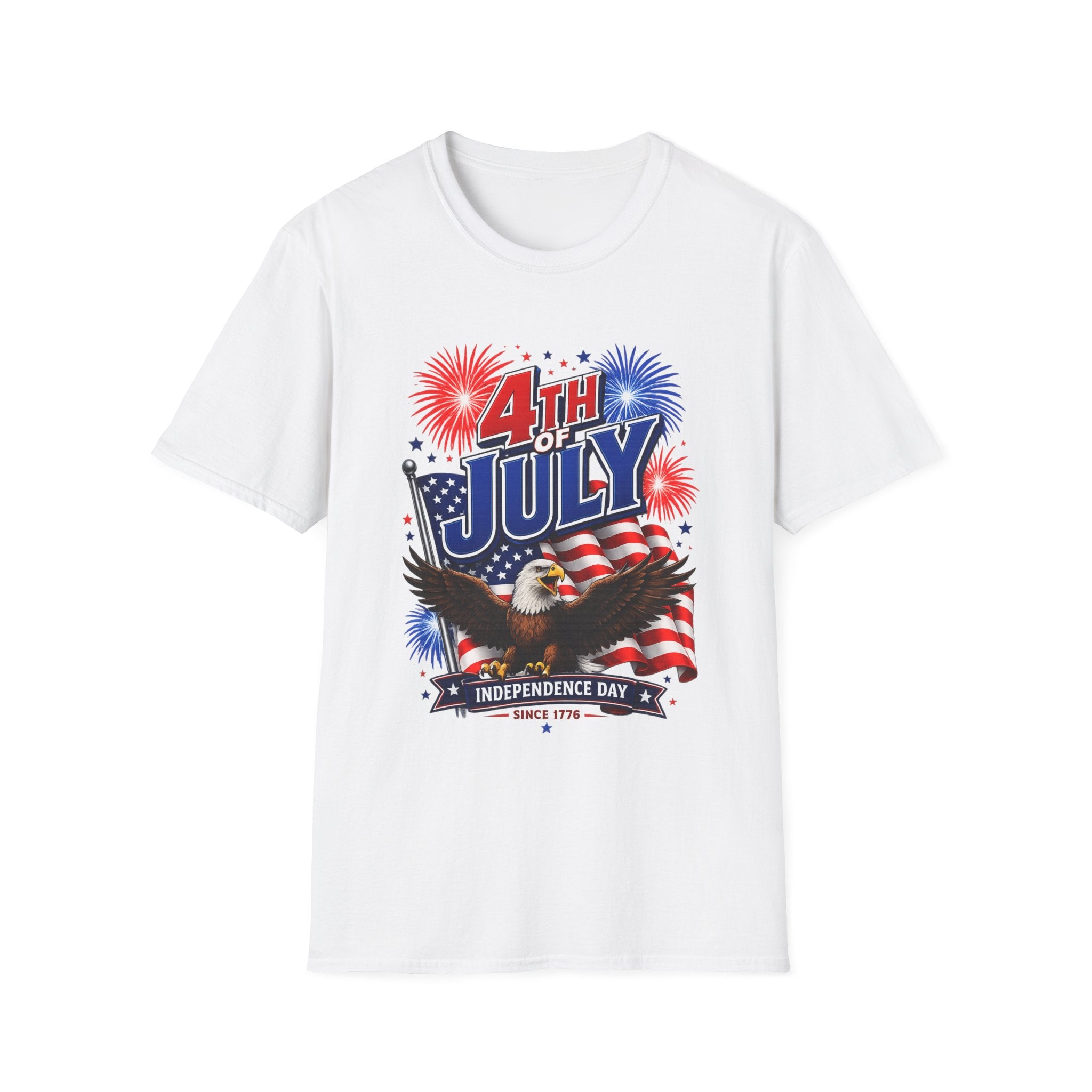 4th of July T-Shirt — Patriotic Fireworks & Eagle Independence Day Tee