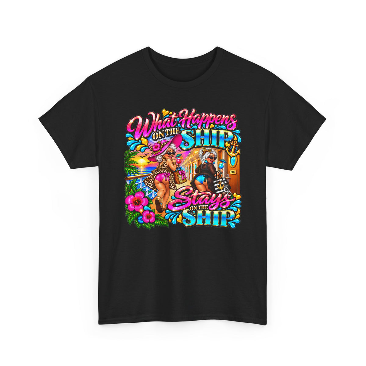 Cruise Vacation T‑Shirt — "What Happens on the Ship Stays on the Ship"