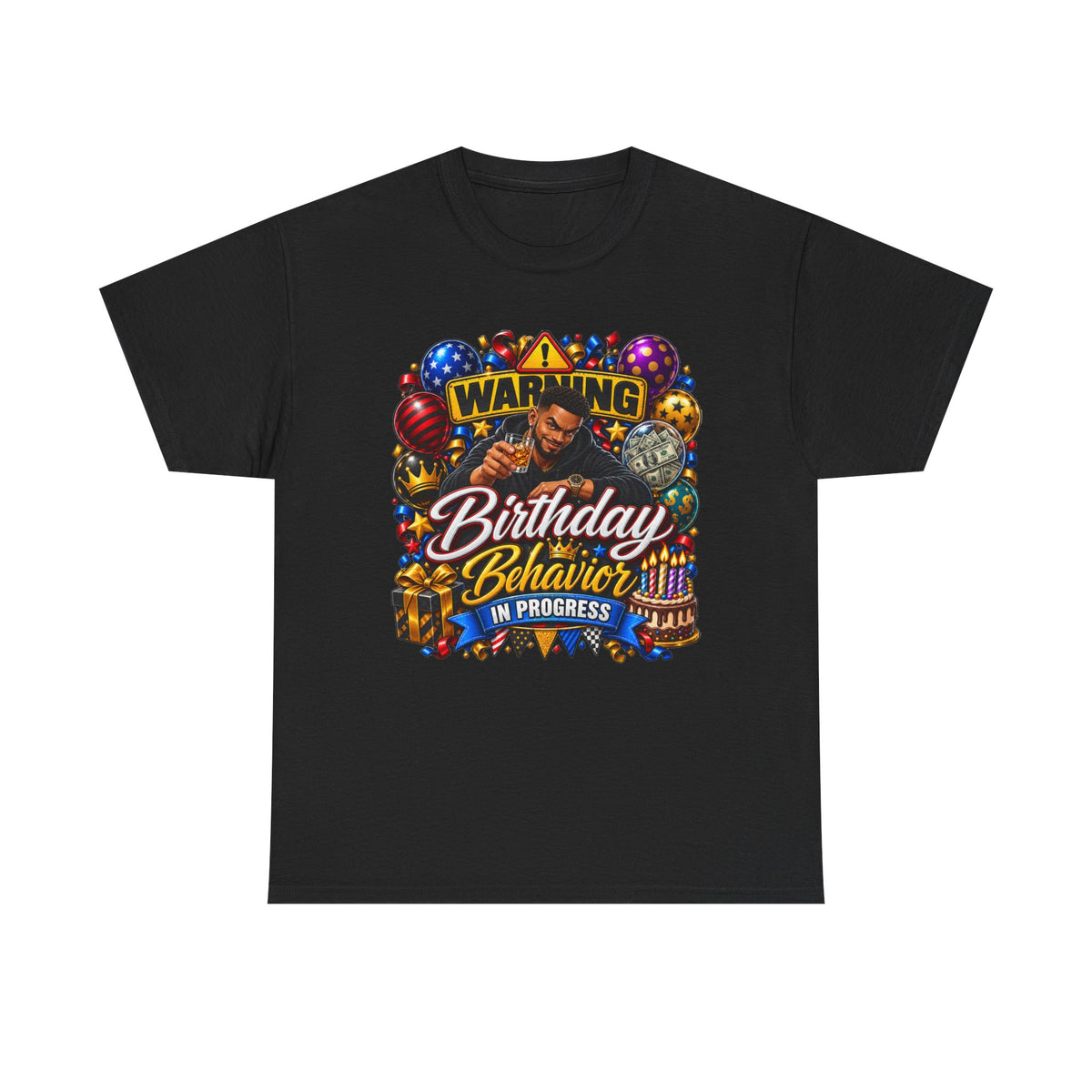 Birthday Behavior Tee — "Warning: Birthday Behavior in Progress" Party T‑Shirt