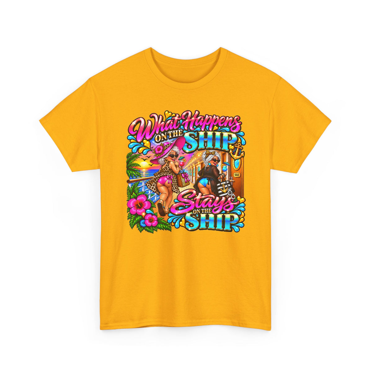 Cruise Vacation T‑Shirt — "What Happens on the Ship Stays on the Ship"