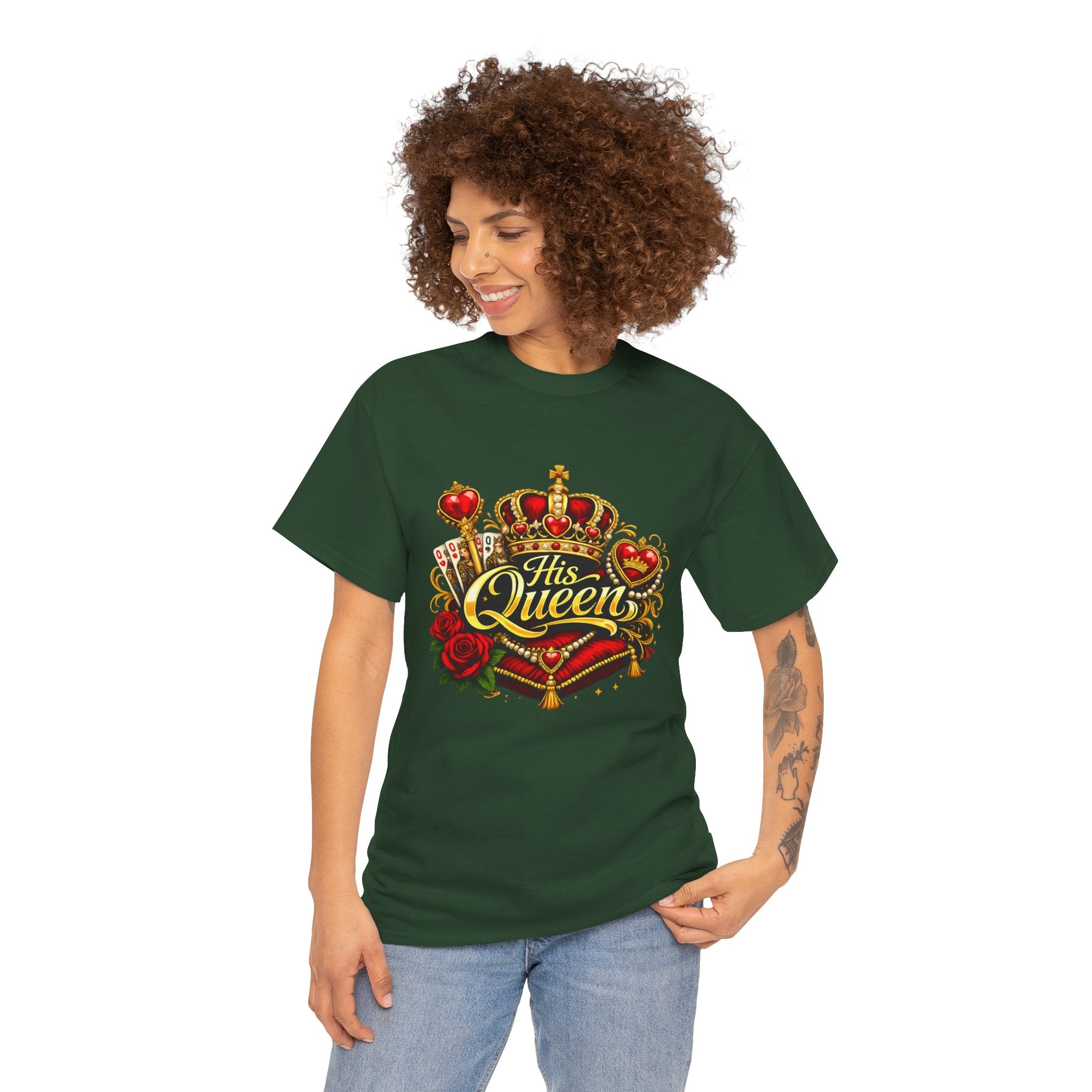 His Queen T-Shirt — Royal Crown & Rose Graphic Tee