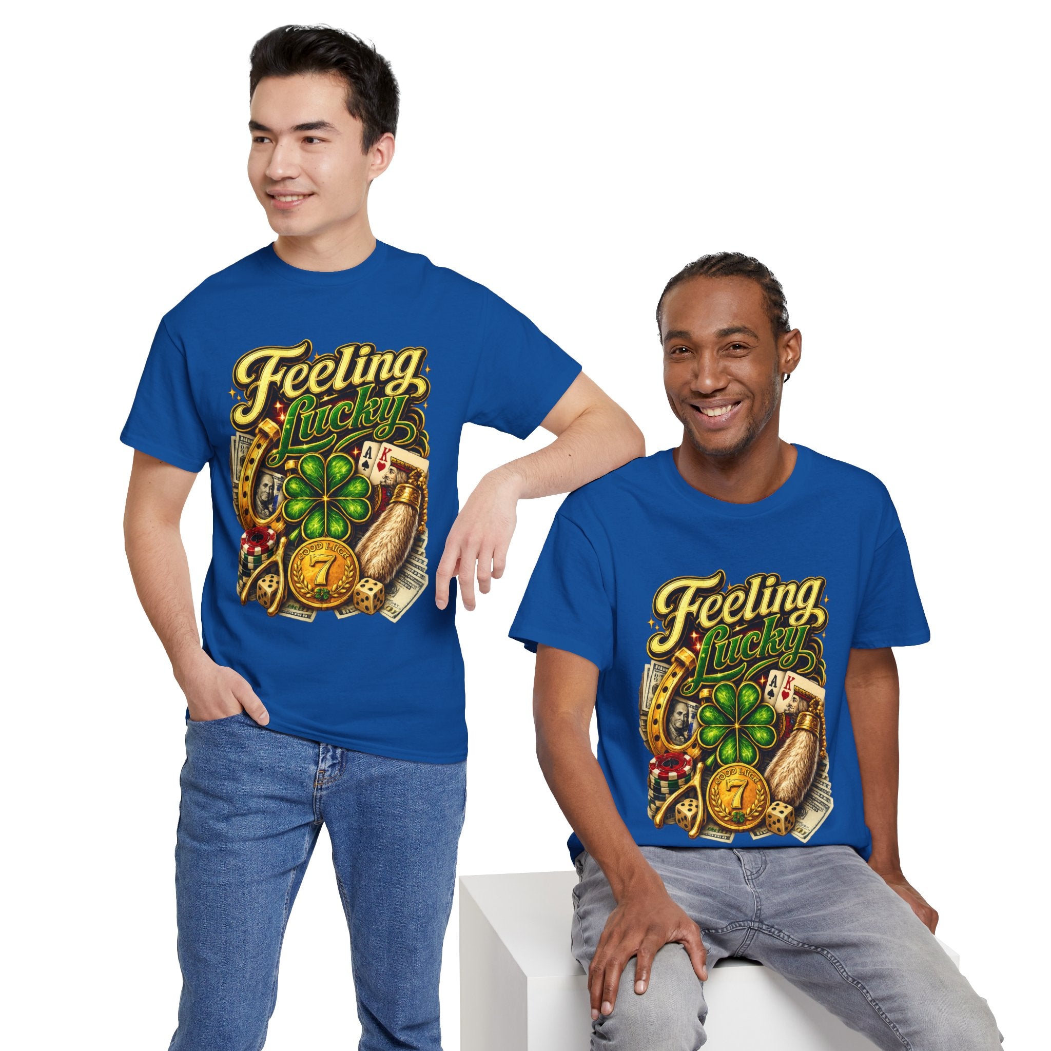 Feeling Lucky T‑Shirt — Vintage Casino Four‑Leaf Clover St. Patrick’s Tee