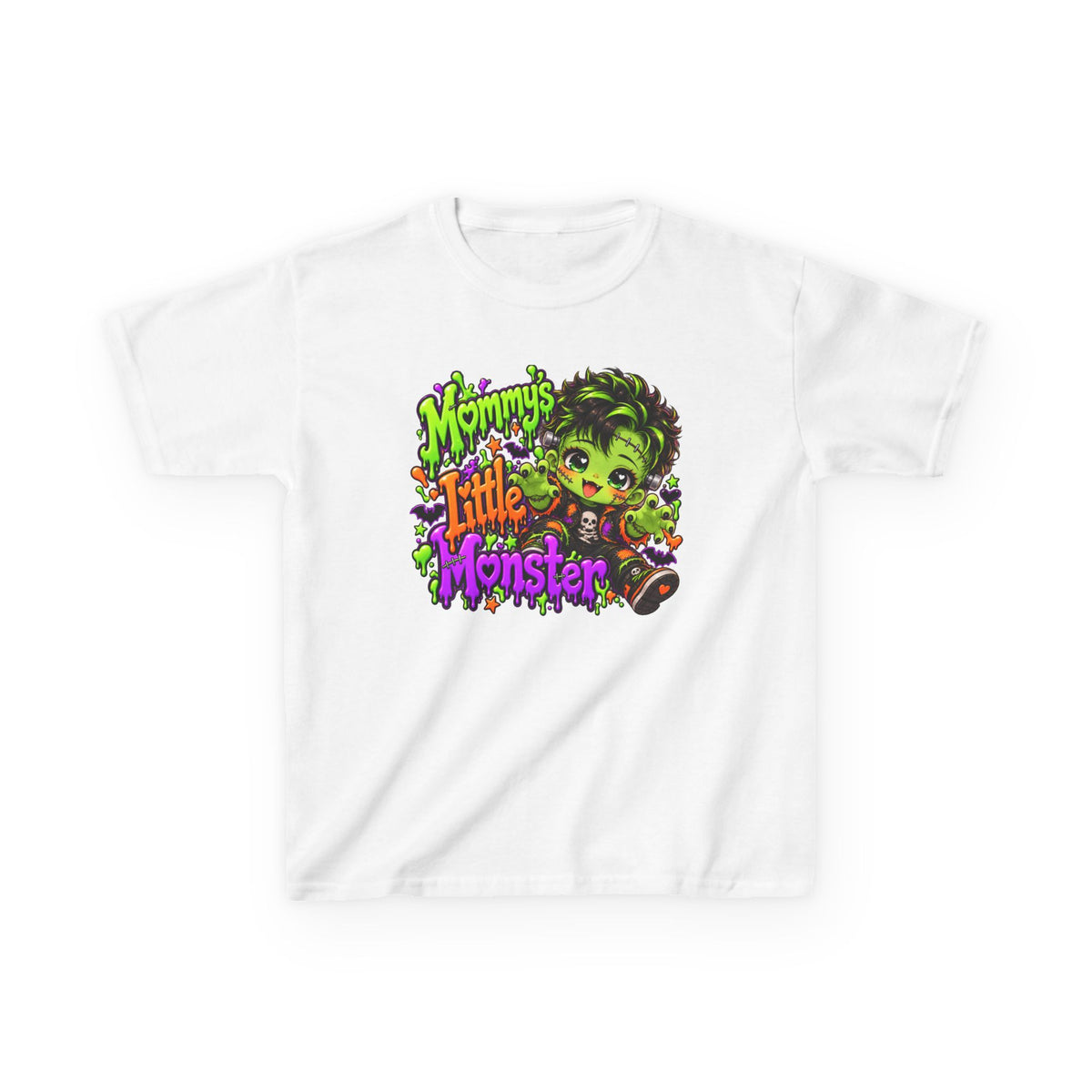 Kids T-Shirt — "Mommy's Little Monster" Cute Halloween Green Monster Tee