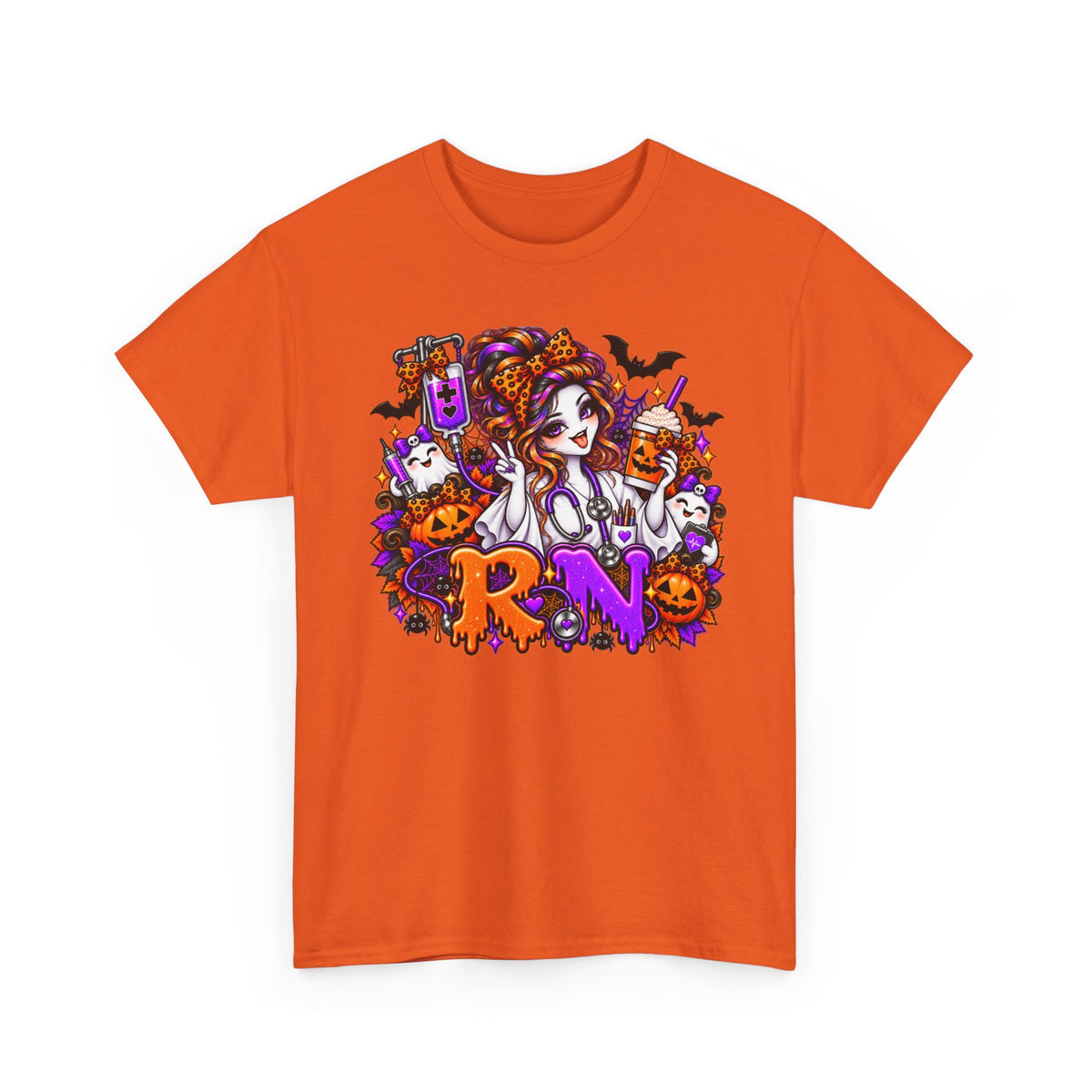 Halloween Nurse RN T‑Shirt — Spooky Pumpkin Skull Medical Halloween Tee