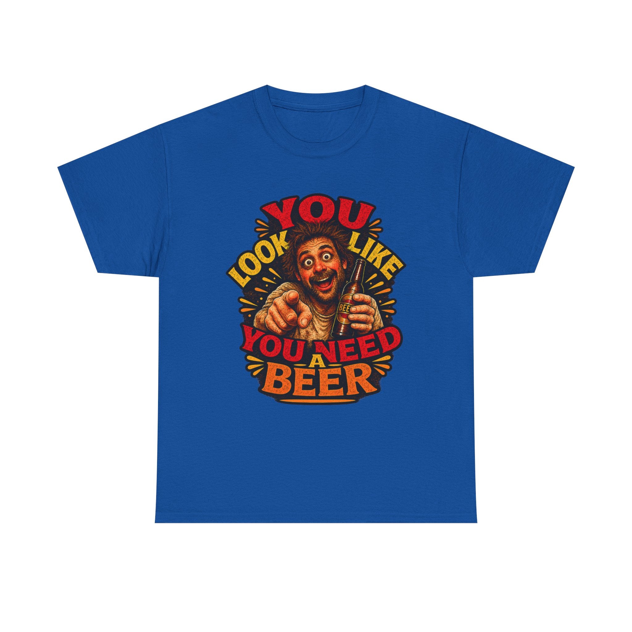Beer Graphic Tee – “You Look Like You Need Beer” Vintage Party T-Shirt