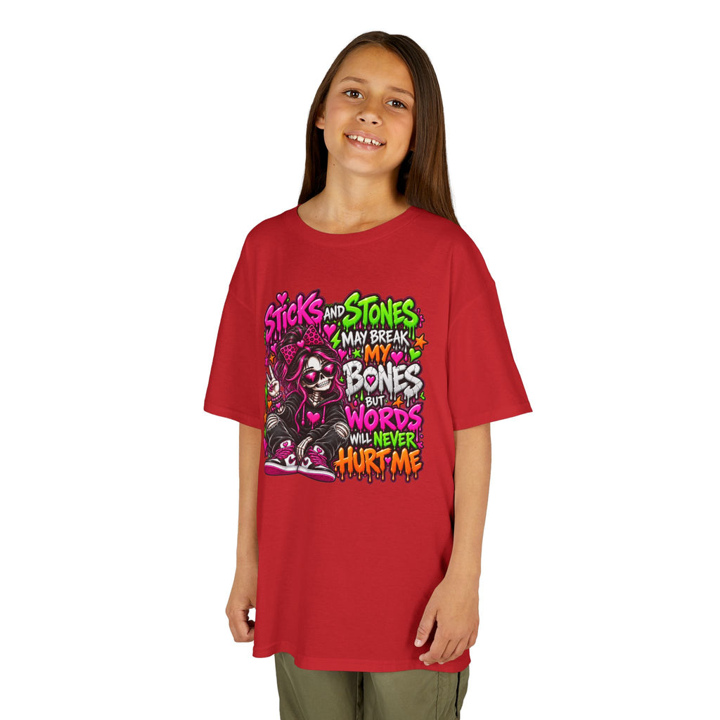 Kids Tee — "Sticks and Stones May Break My Bones"