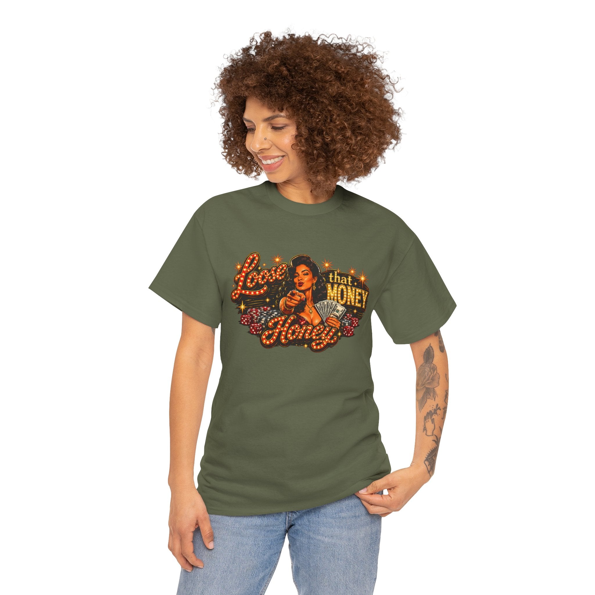 T-Shirt — "Loose That Money Honey" Retro Pinup Graphic Tee