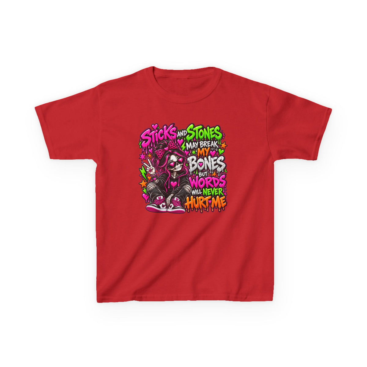 Kids Tee — "Sticks and Stones May Break My Bones"