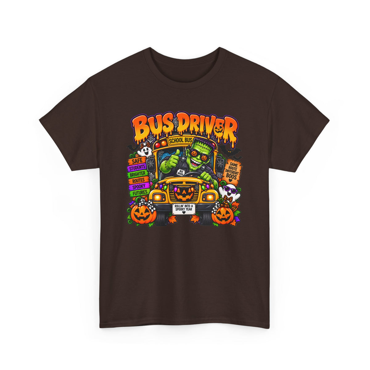 Halloween Bus Driver Tee — Funny School Bus Driver Pumpkin Design