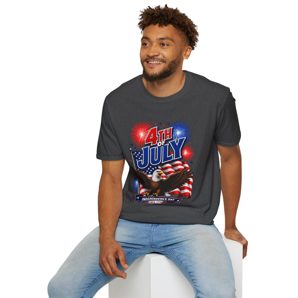 4th of July T-Shirt — Patriotic Fireworks & Eagle Independence Day Tee