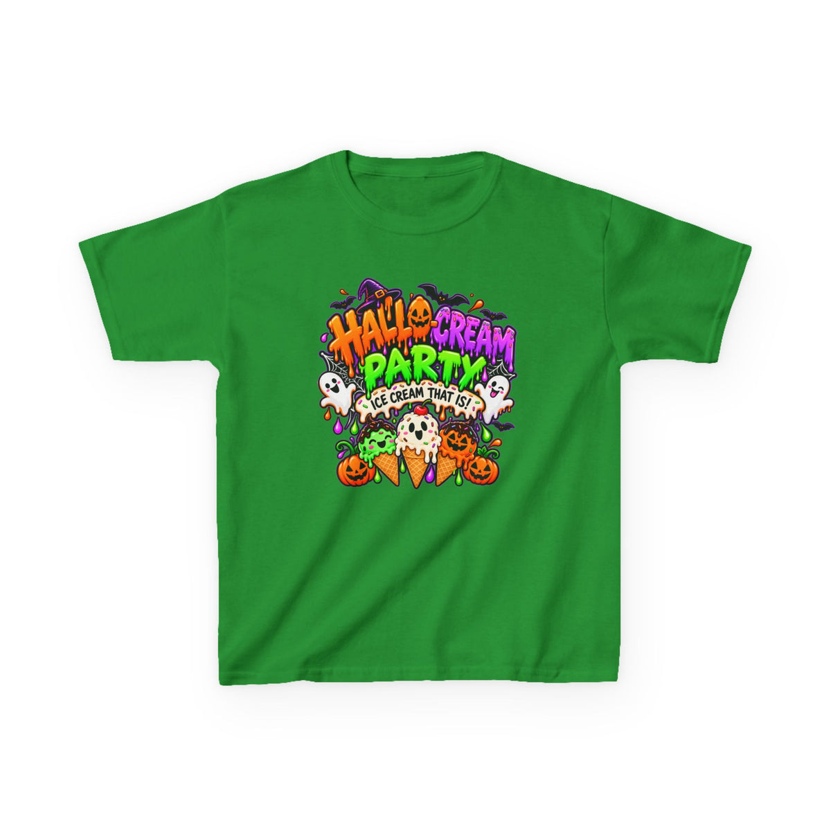 Kids Halloween Ice Cream Party T-Shirt — Cute Spooky Ghosts & Pumpkin Treats