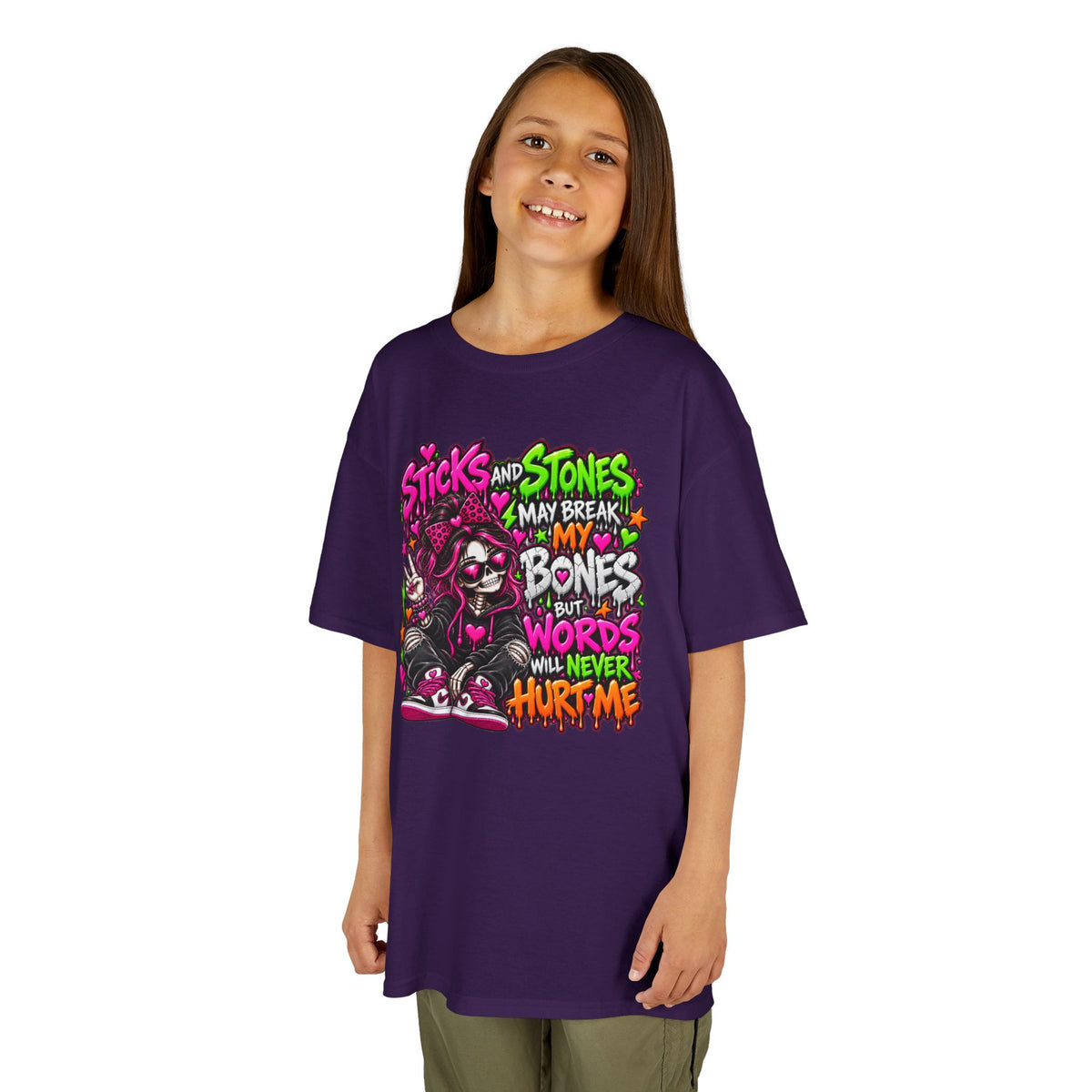 Kids Tee — "Sticks and Stones May Break My Bones"