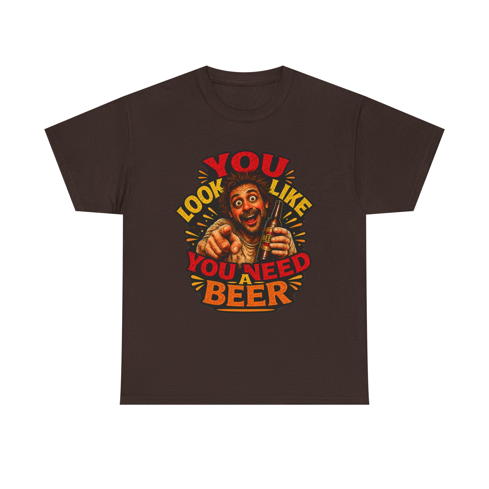 Beer Graphic Tee – “You Look Like You Need Beer” Vintage Party T-Shirt