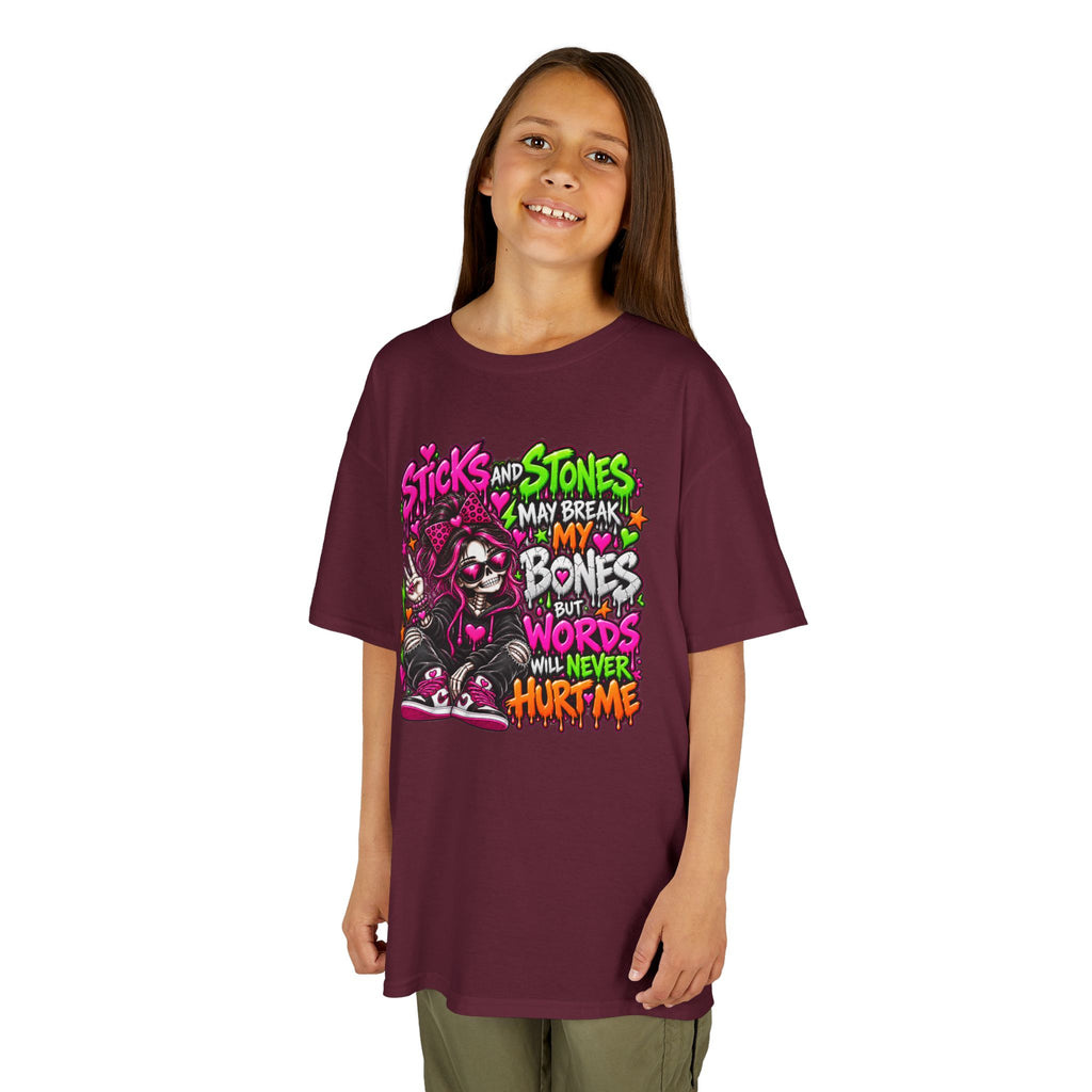 Kids Tee — "Sticks and Stones May Break My Bones"