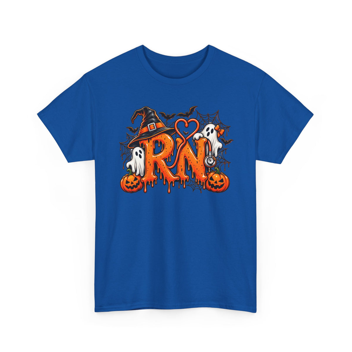 RN Halloween T‑Shirt — Cute Spooky Nurse RN Tee with Pumpkin, Ghosts & Witch Hat
