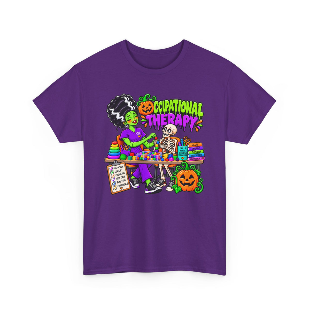 Halloween Occupational Therapy T-Shirt — Fun OT Therapist Tee with Pumpkin & Skeleton Design