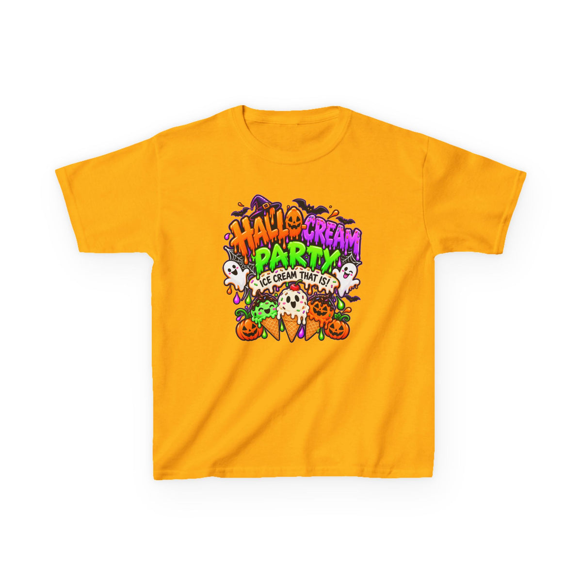 Kids Halloween Ice Cream Party T-Shirt — Cute Spooky Ghosts & Pumpkin Treats