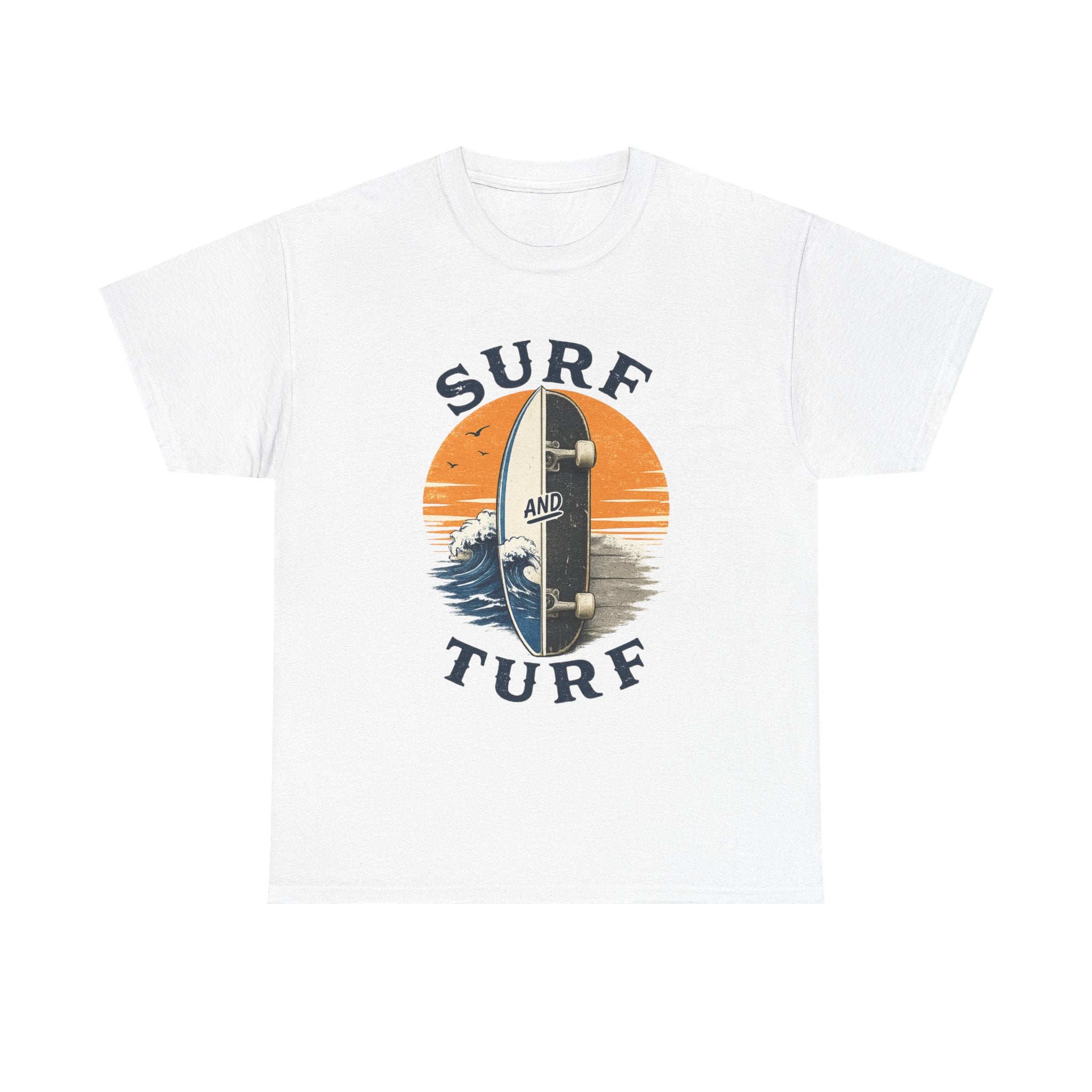 Surf and Turf Skateboard Tee — Vintage Coastal Surfing Skate Shirt