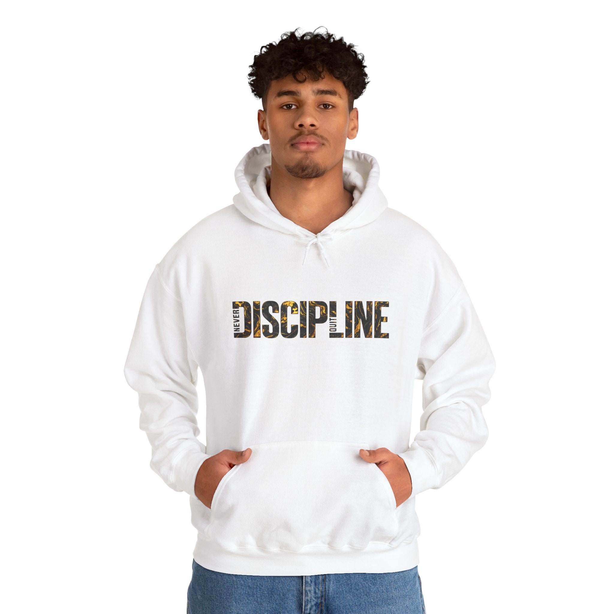 Discipline Hoodie — Bold Marble Print Motivational Sweatshirt