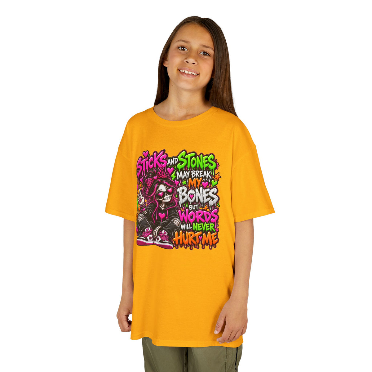 Kids Tee — "Sticks and Stones May Break My Bones"