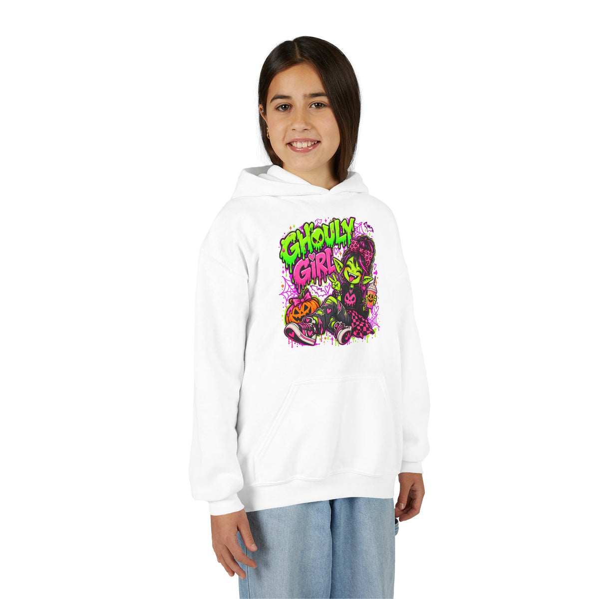 Ghoulie Girl Youth Hoodie — Cute Spooky Halloween Sweatshirt for Kids
