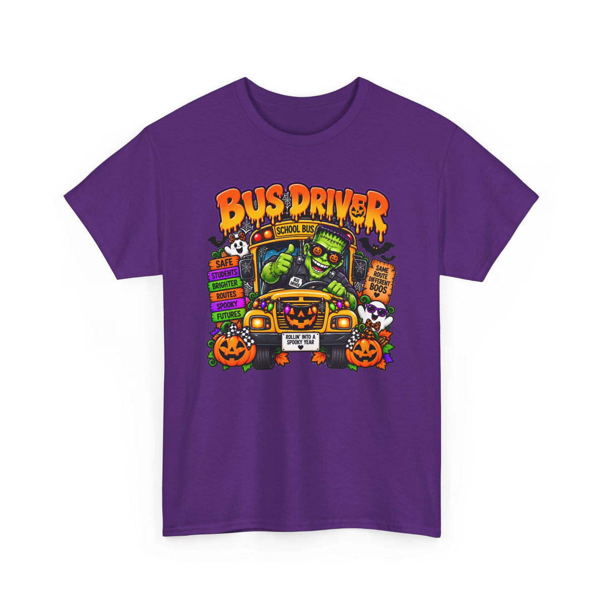 Halloween Bus Driver Tee — Funny School Bus Driver Pumpkin Design