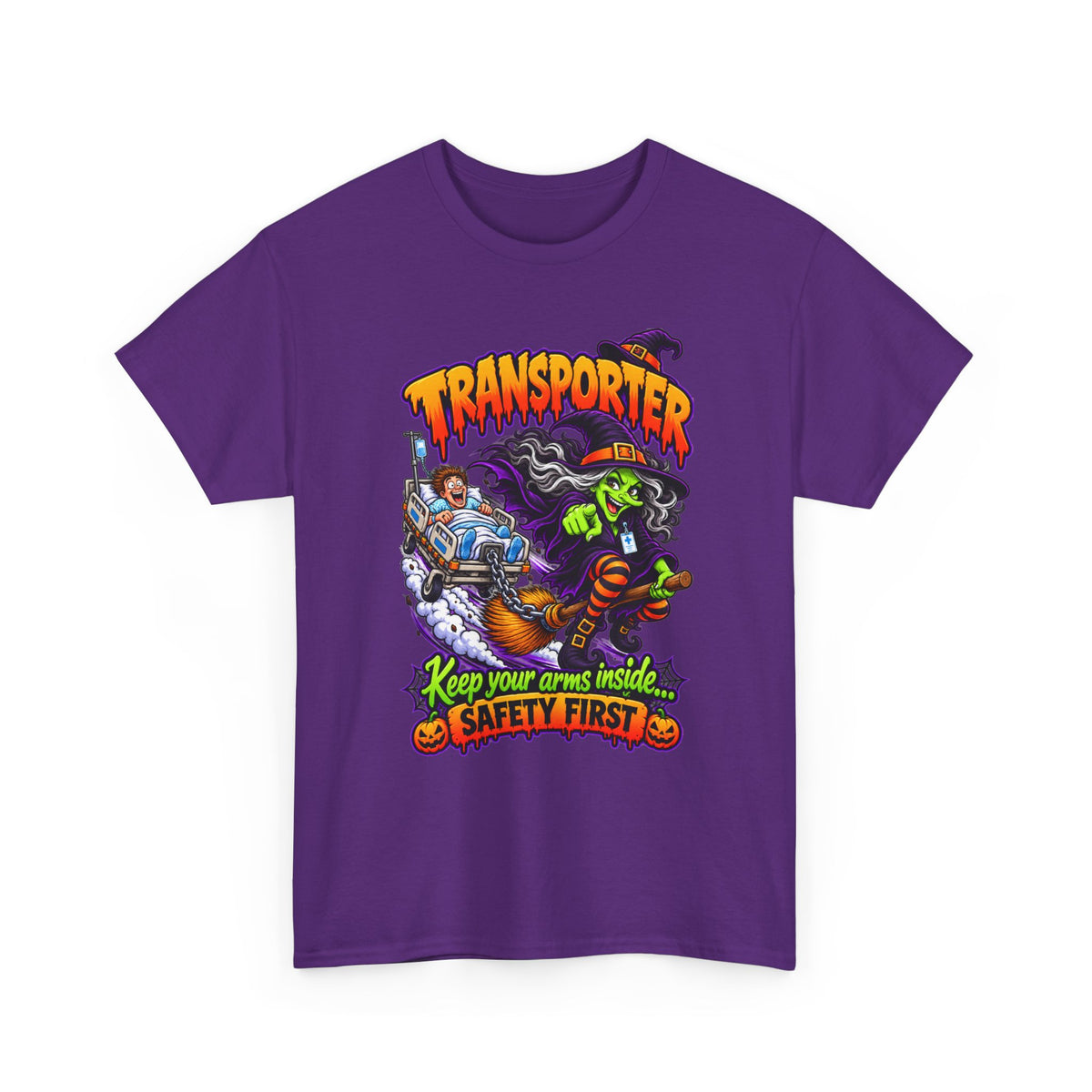 Transporter Halloween Tee — “Keep Your Arms Inside, Safety First” Graphic T‑Shirt