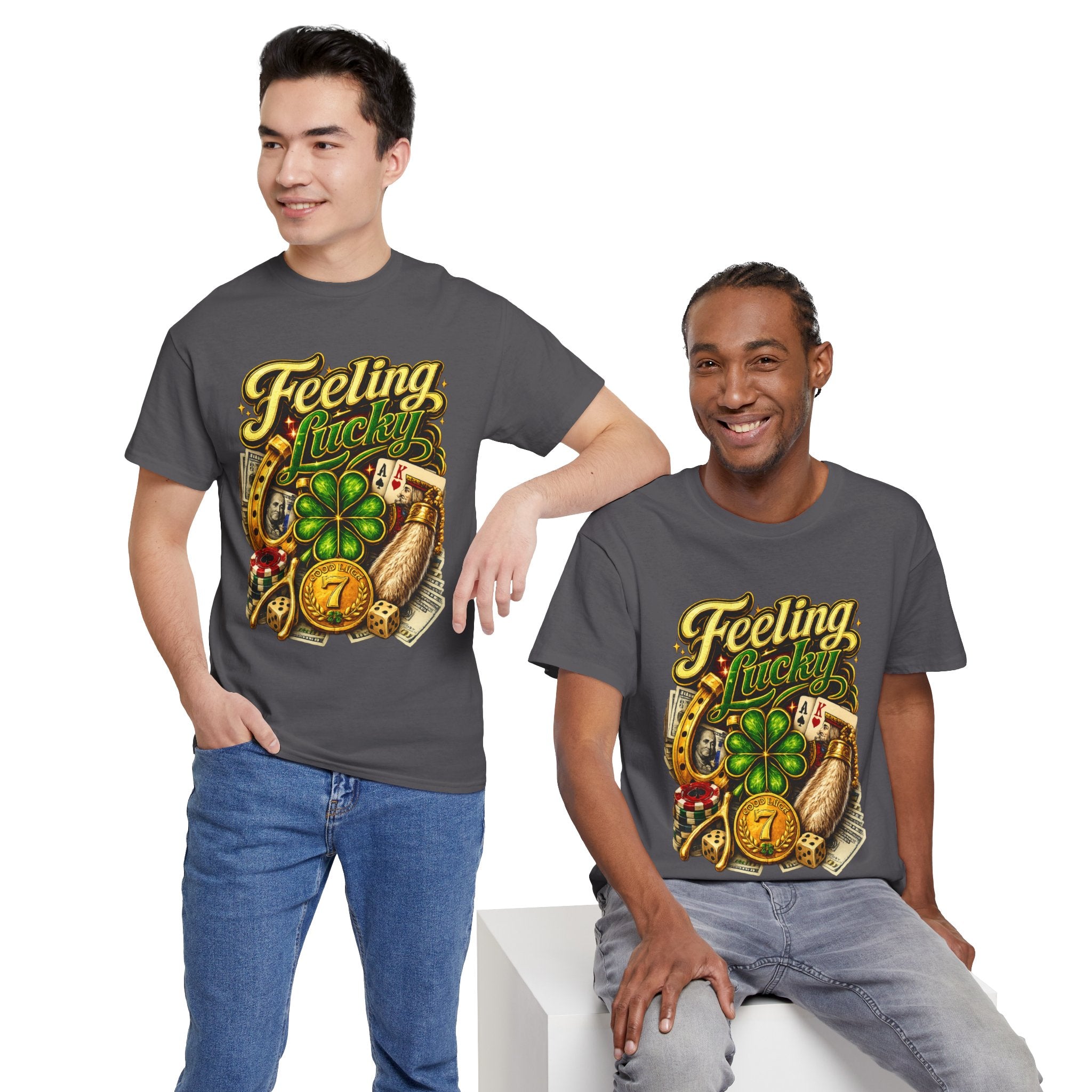 Feeling Lucky T‑Shirt — Vintage Casino Four‑Leaf Clover St. Patrick’s Tee