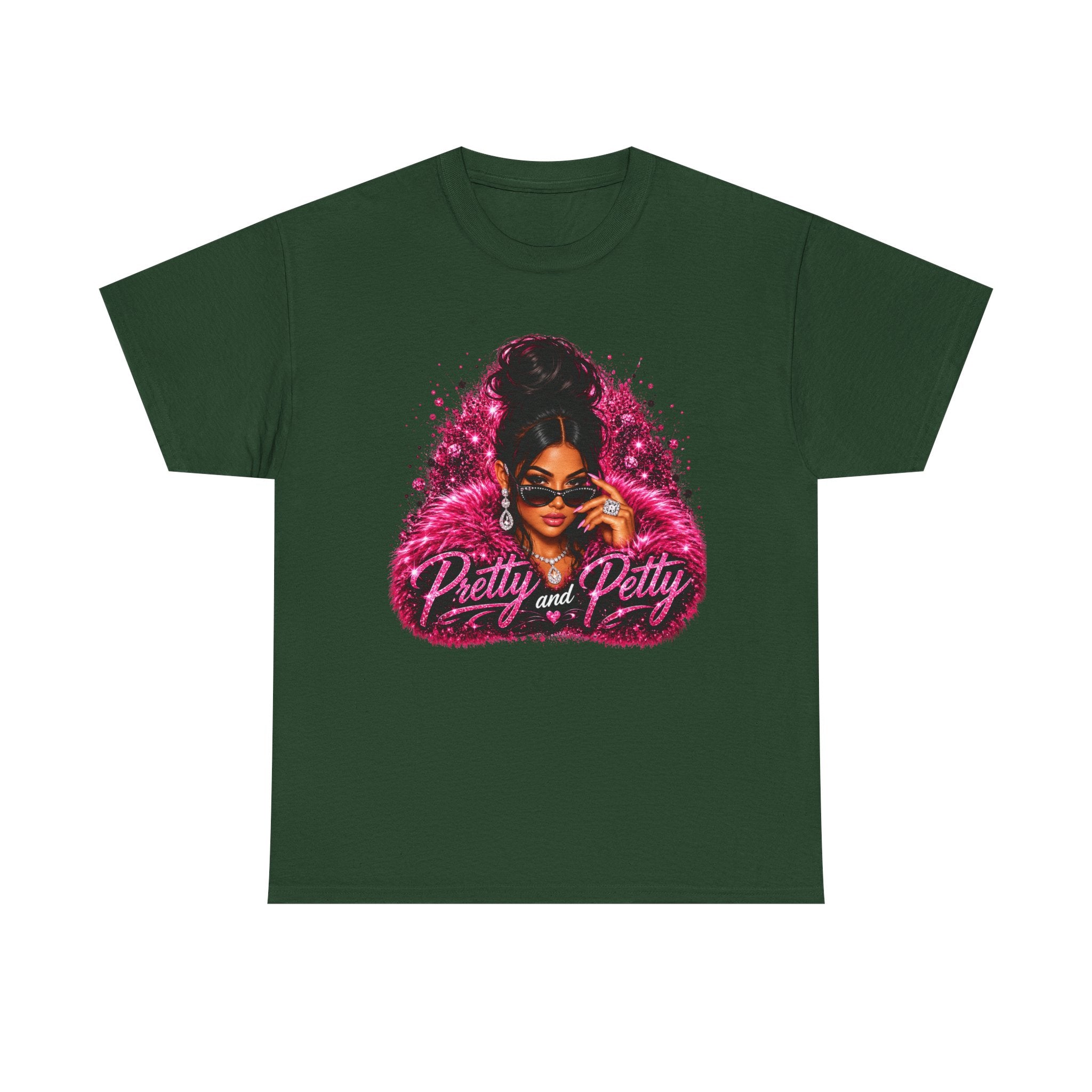 Pretty and Petty Graphic Tee — Bold Pink Afro Chic Women's Shirt