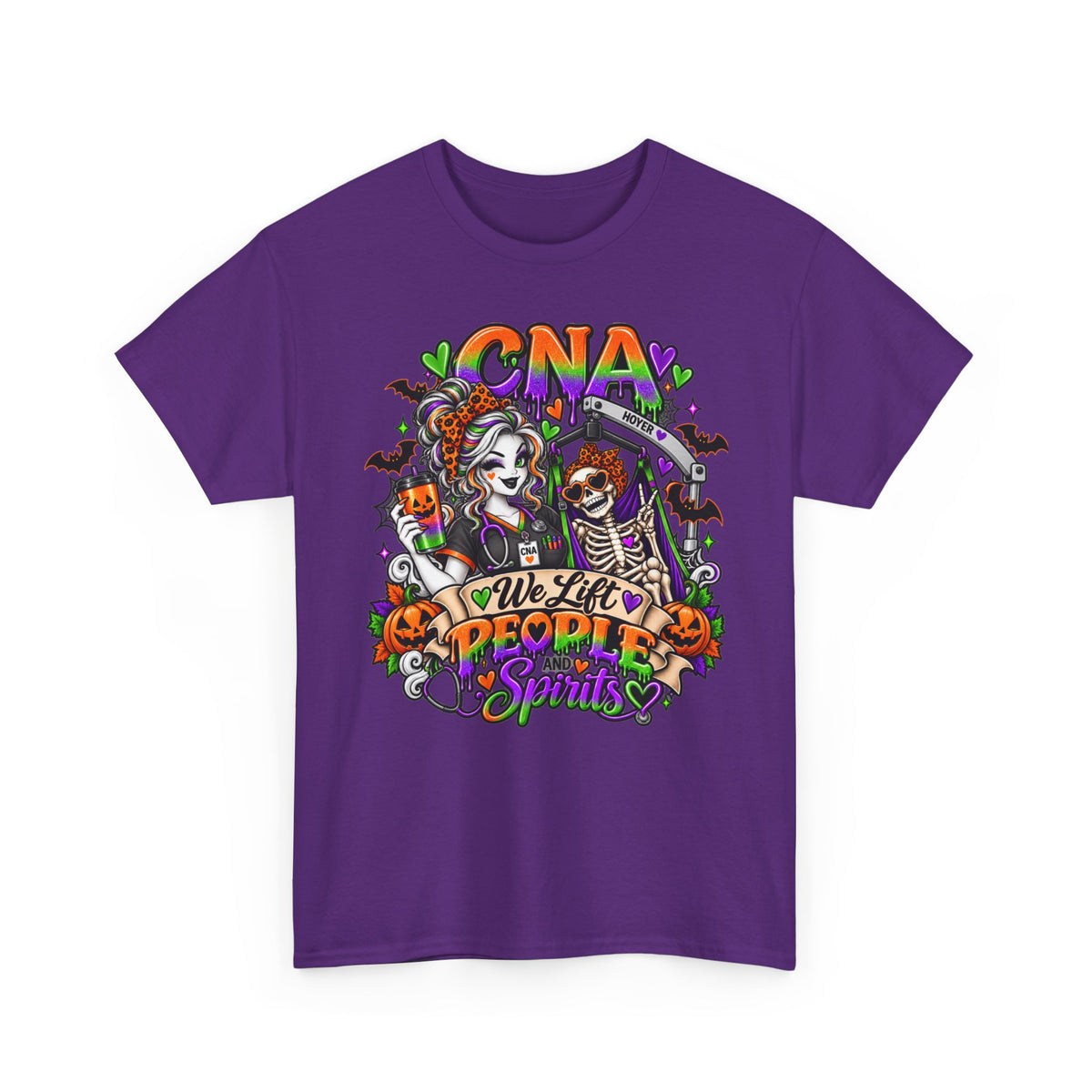 CNA Halloween Tee — “We Lift People & Spirits” Nurse Costume Shirt