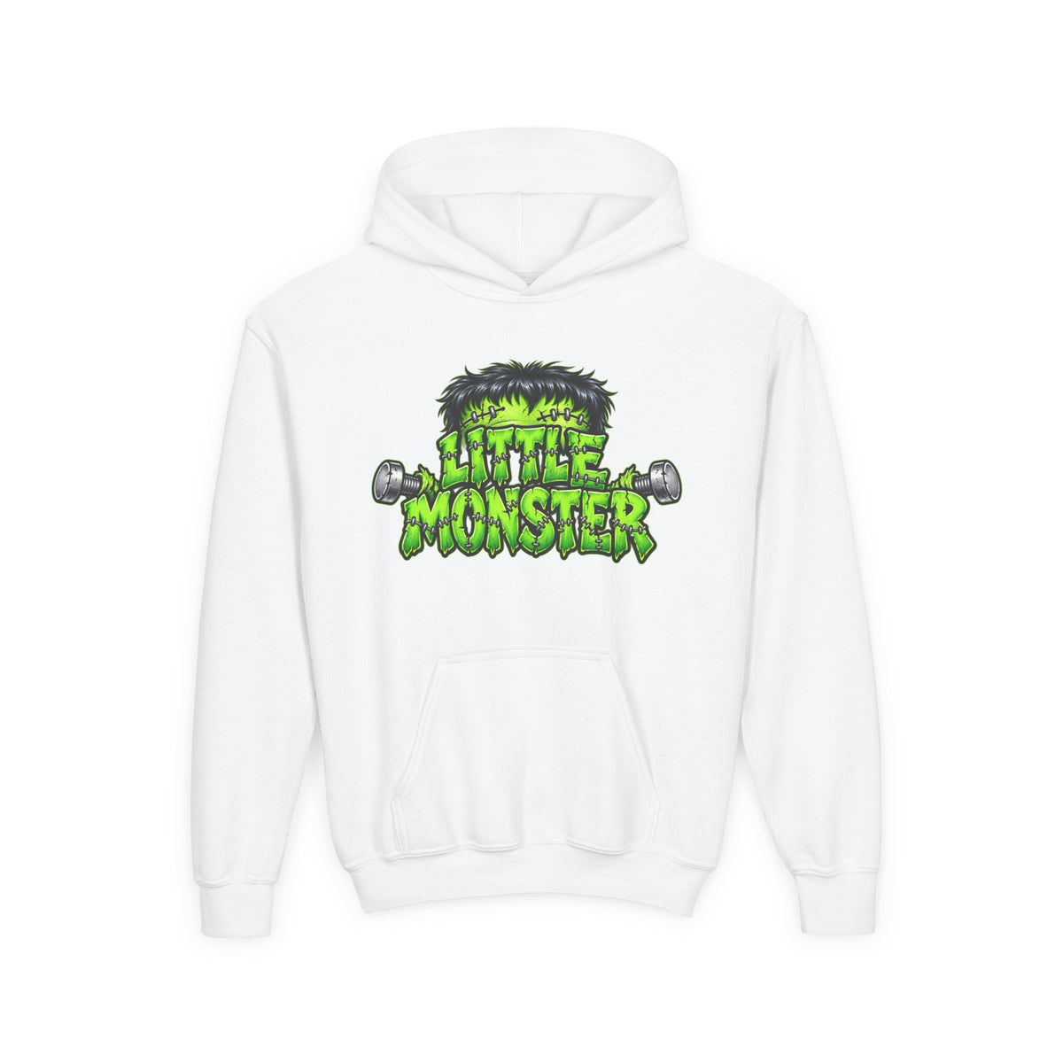Youth Hoodie "Little Monster" Green Cartoon Kids Sweatshirt