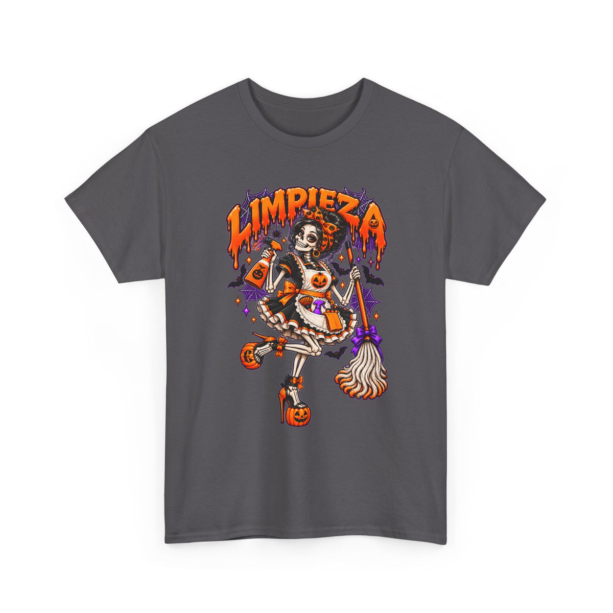 Limpieza Retro Halloween Tee — Spooky Chola Cleaning Girl Graphic Shirt