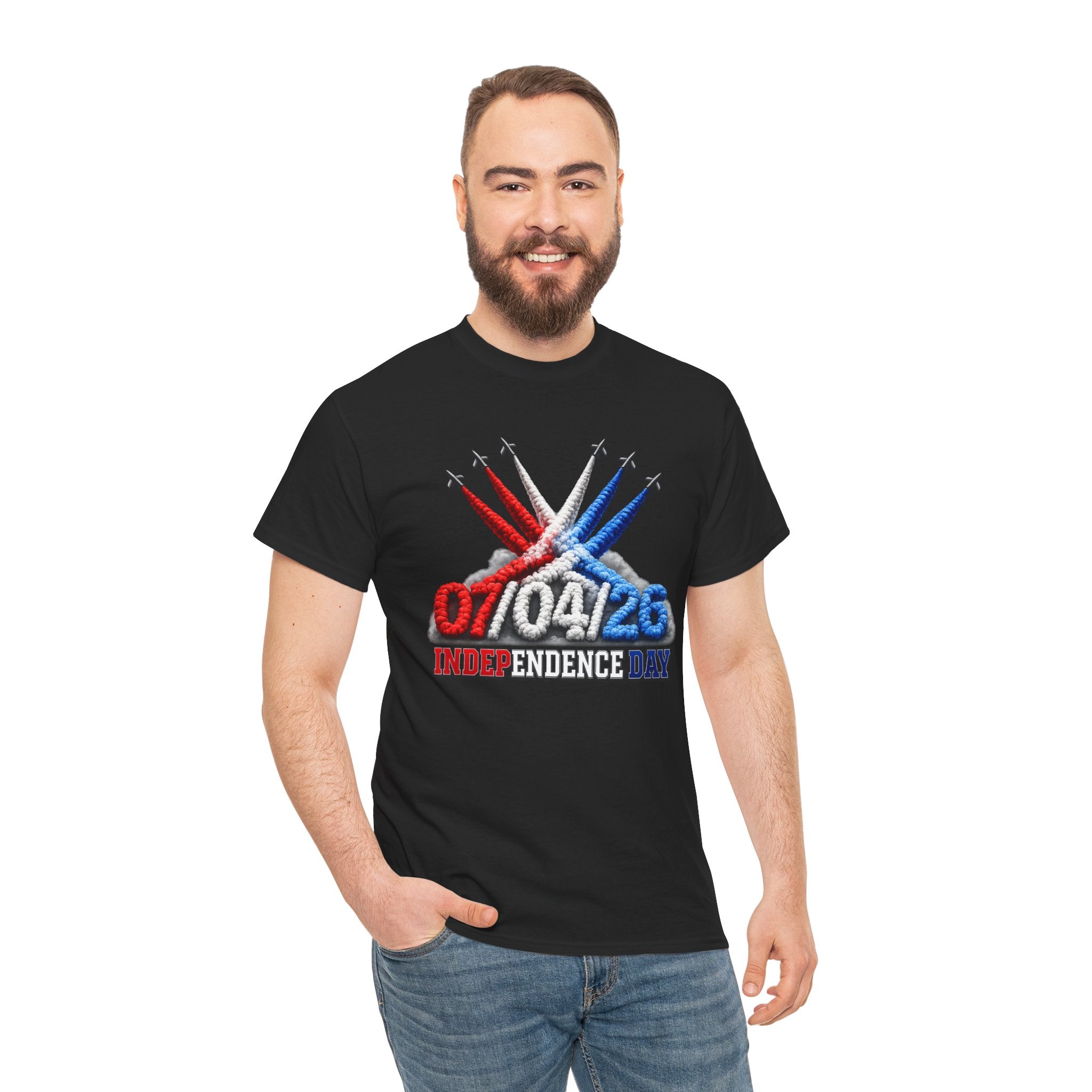 Independence Day Jet Flyover T-Shirt — 07/04/26 Patriotic Red White Blue Tee