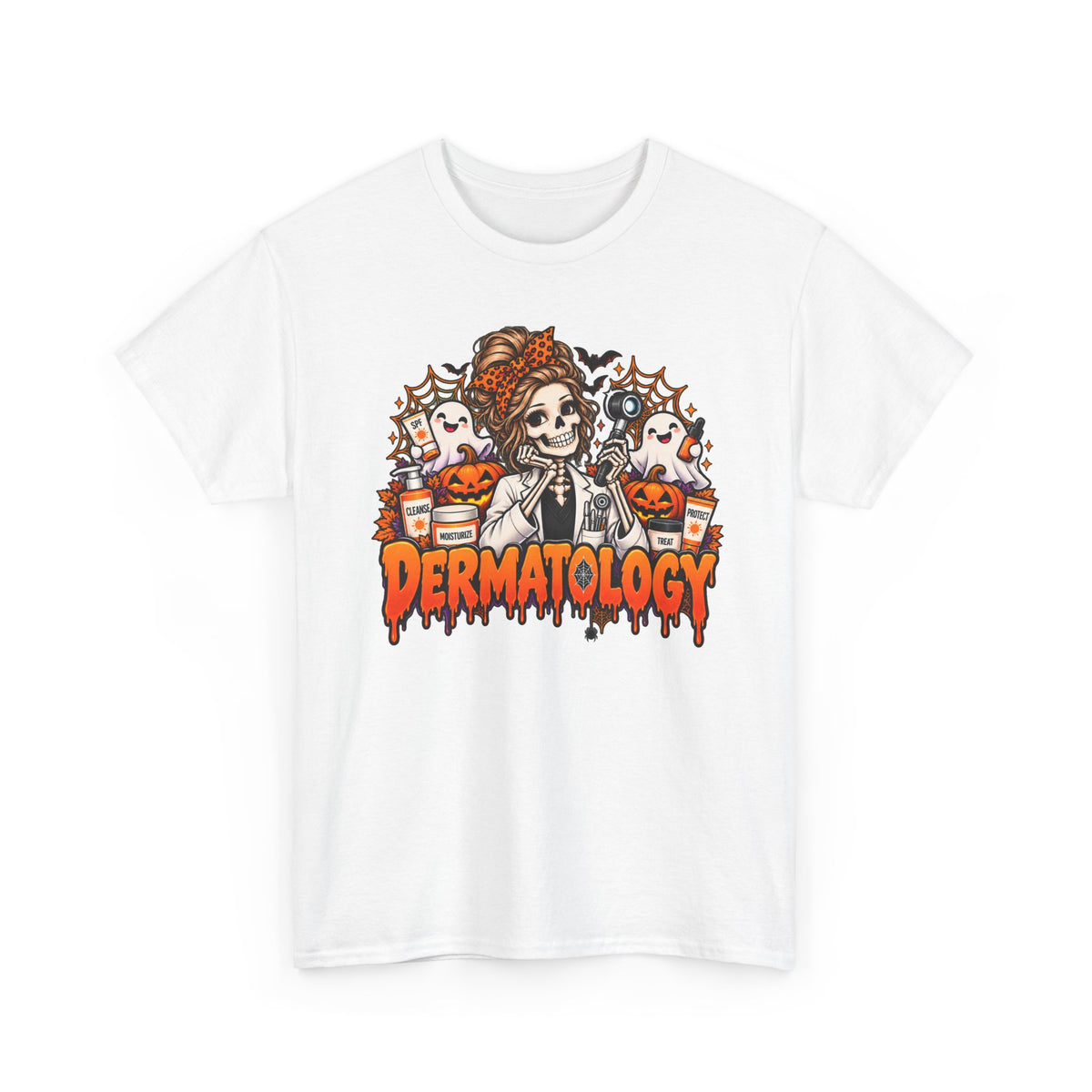 Dermatology Halloween T-Shirt — Spooky Skeleton Nurse Design