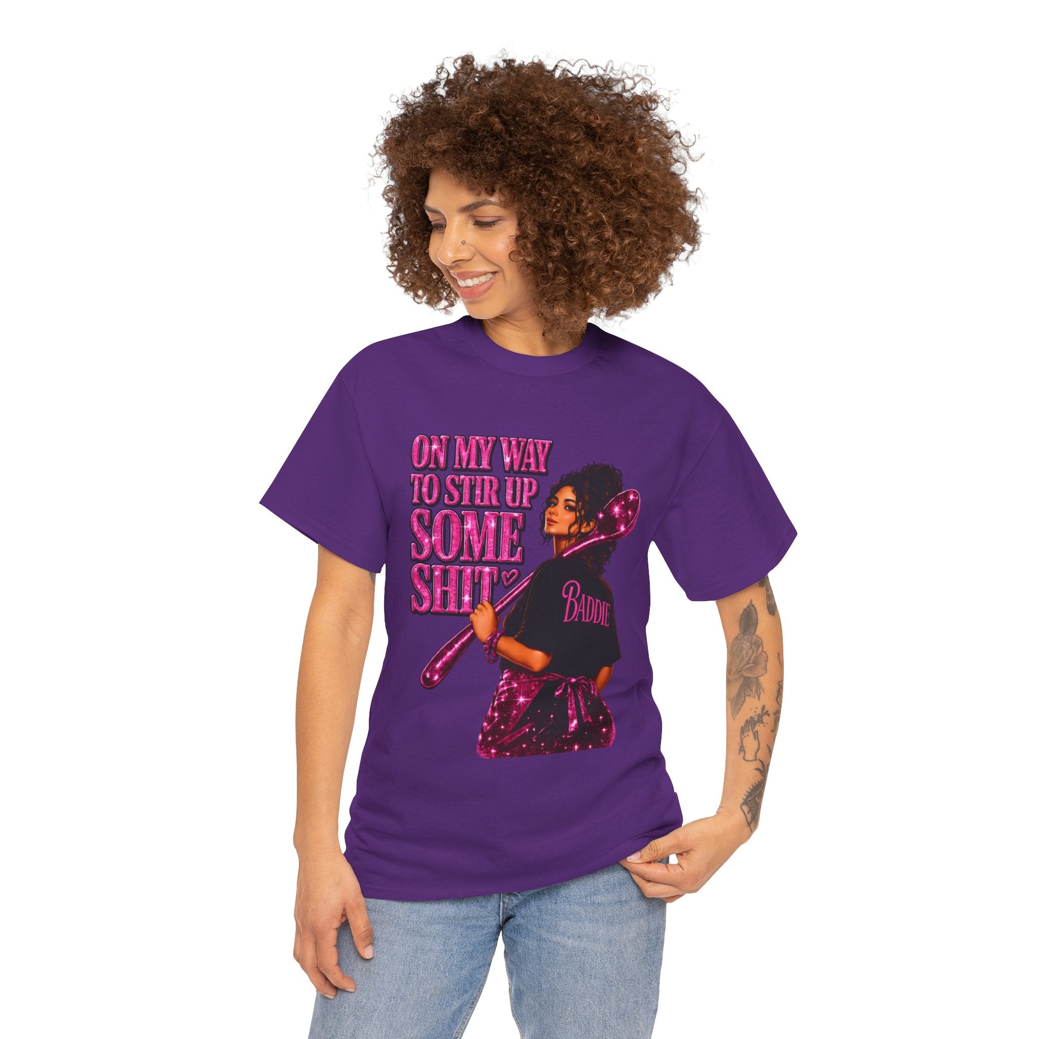 T-Shirt — 'On My Way to Stir Up Some Shit' Retro Baker Graphic Tee