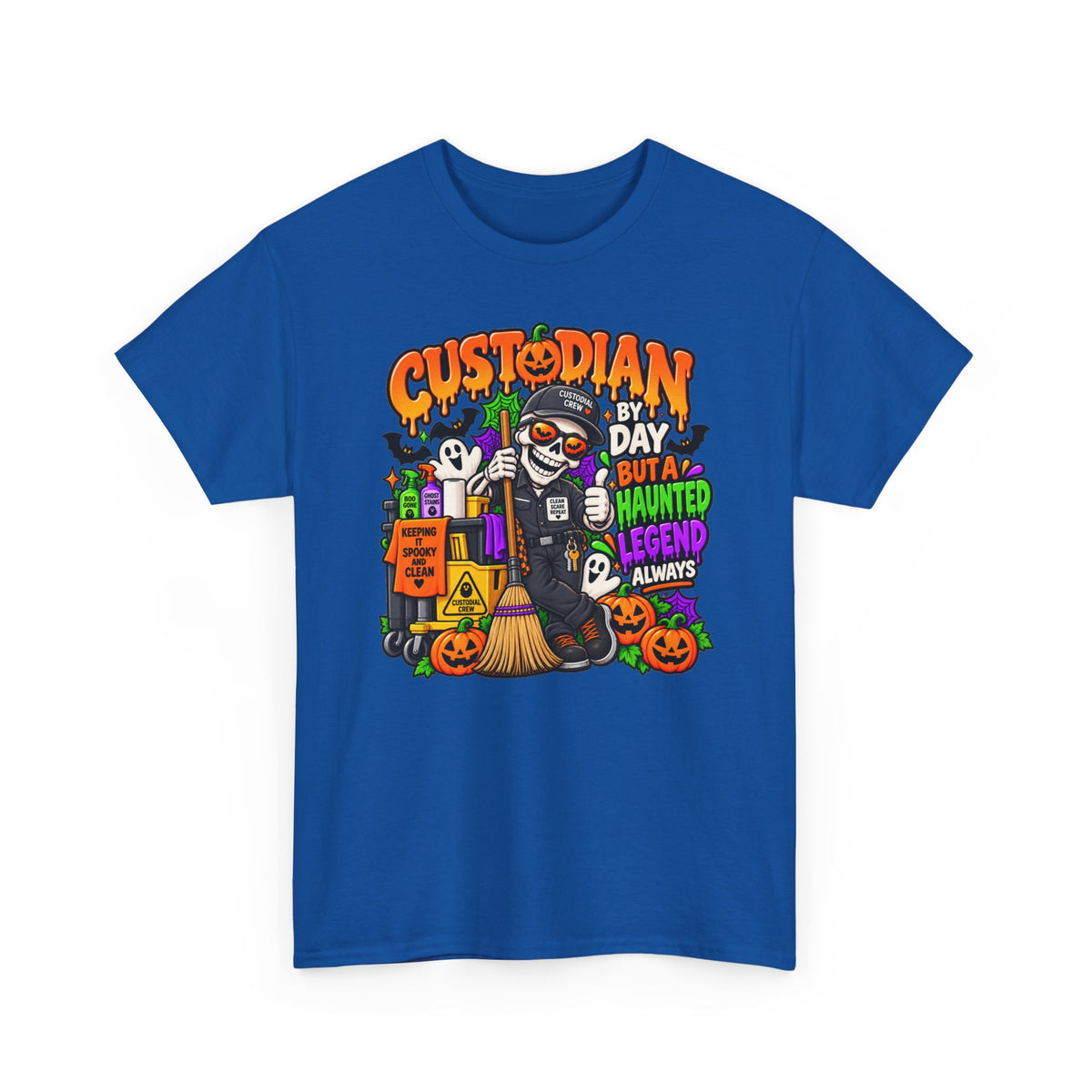 Custodian Haunted Legend Halloween T-Shirt — Funny Night Custodial Crew Tee