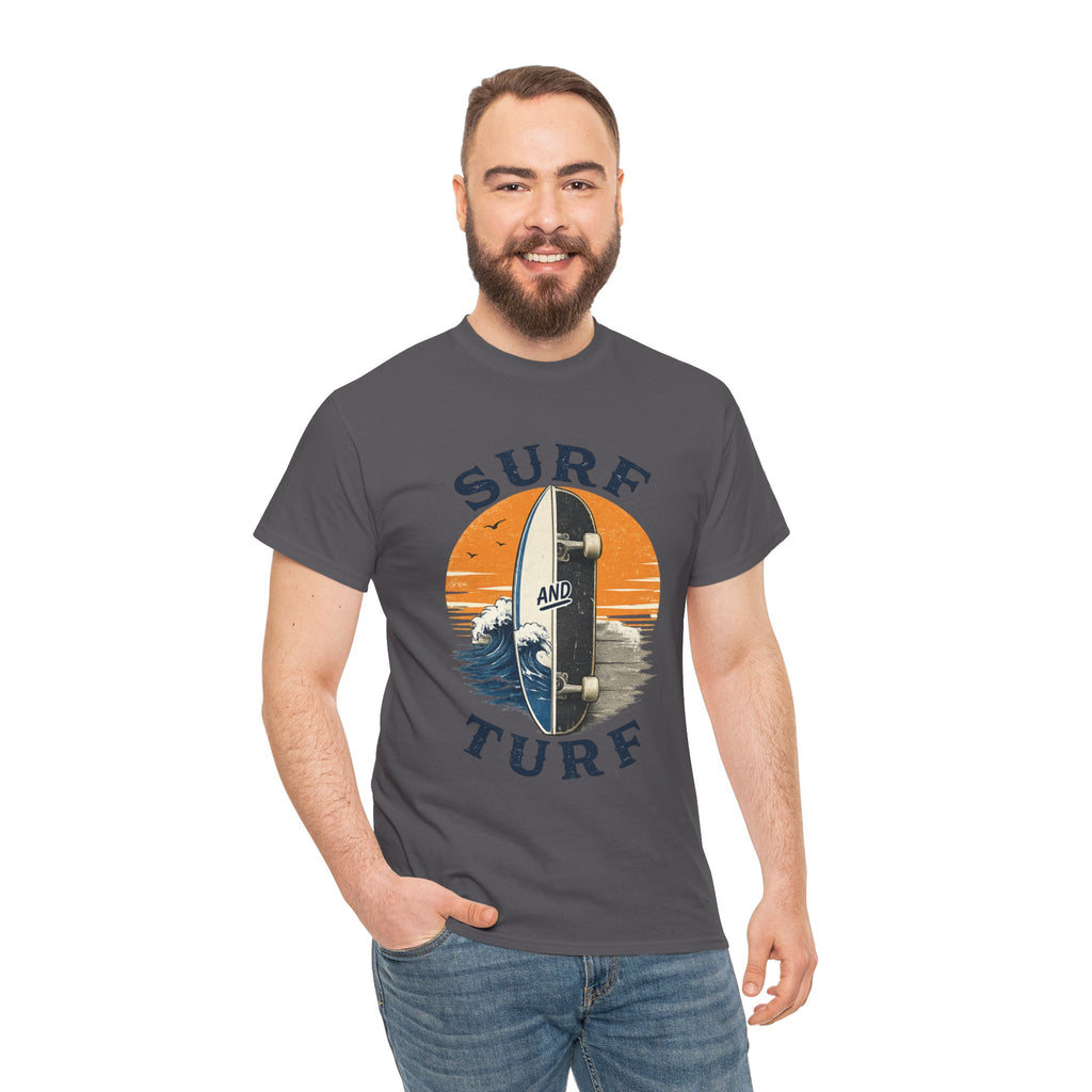 Surf and Turf Skateboard Tee — Vintage Coastal Surfing Skate Shirt