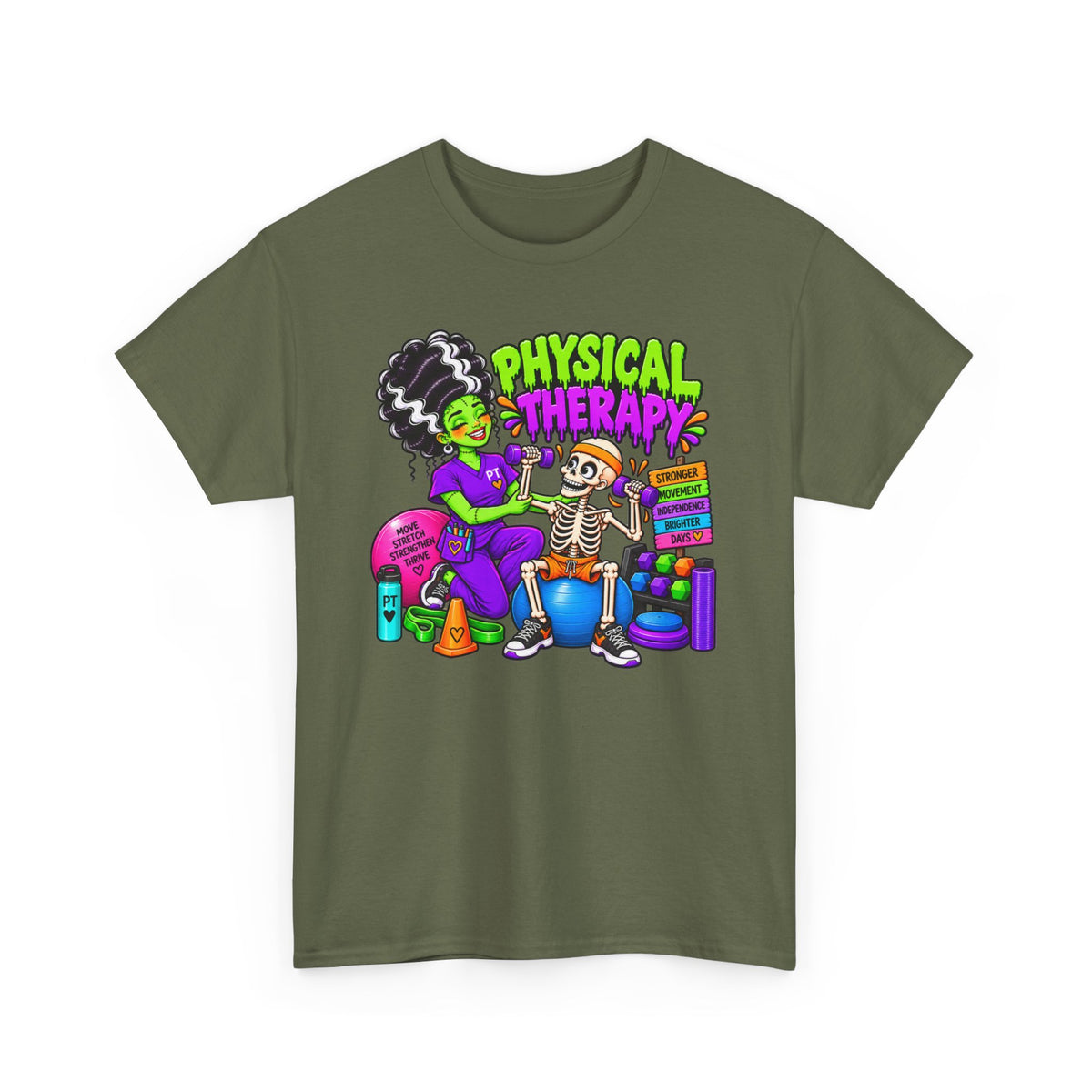 Physical Therapy T-Shirt — Fun Skeleton PT Design for Therapists & Rehab Fans