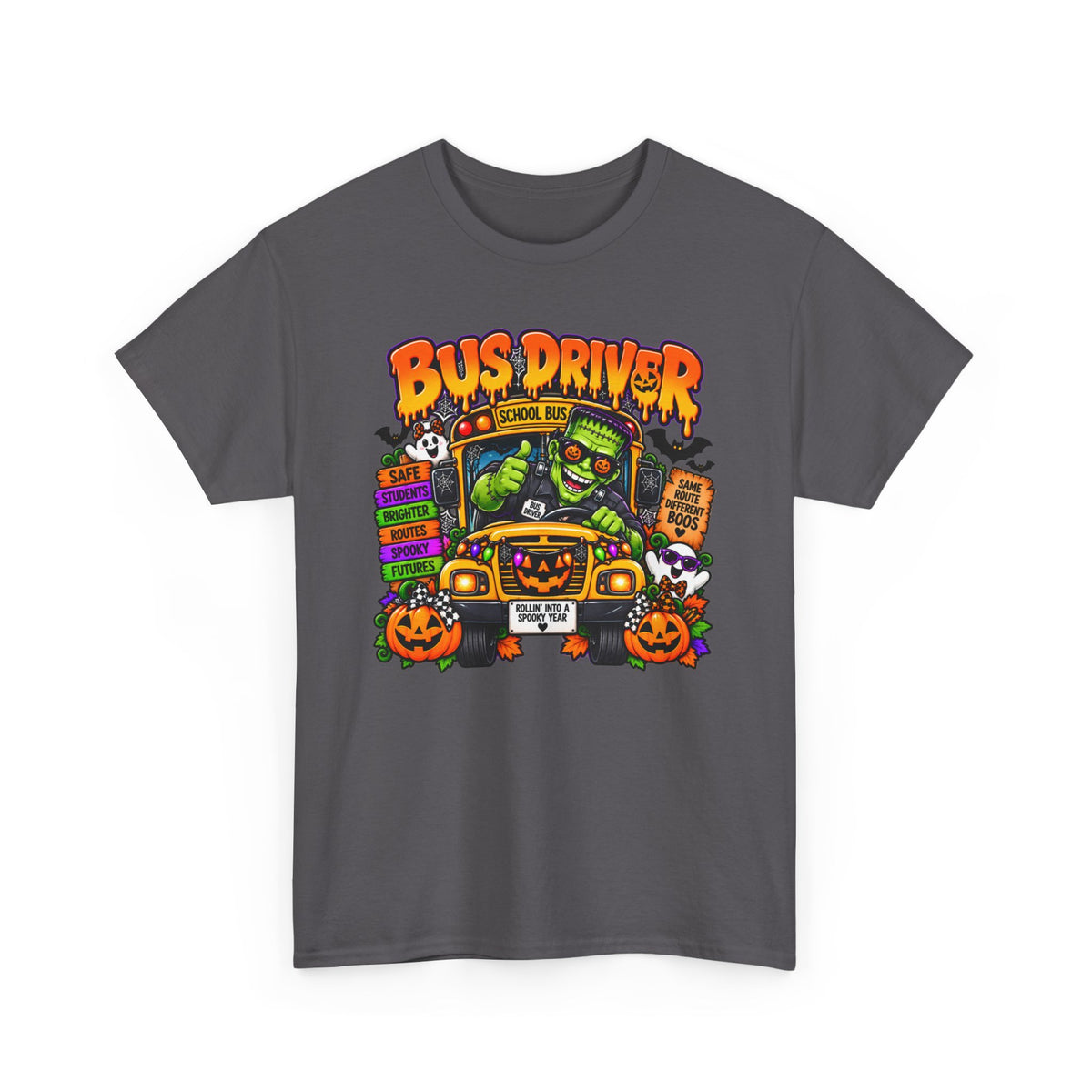 Halloween Bus Driver Tee — Funny School Bus Driver Pumpkin Design