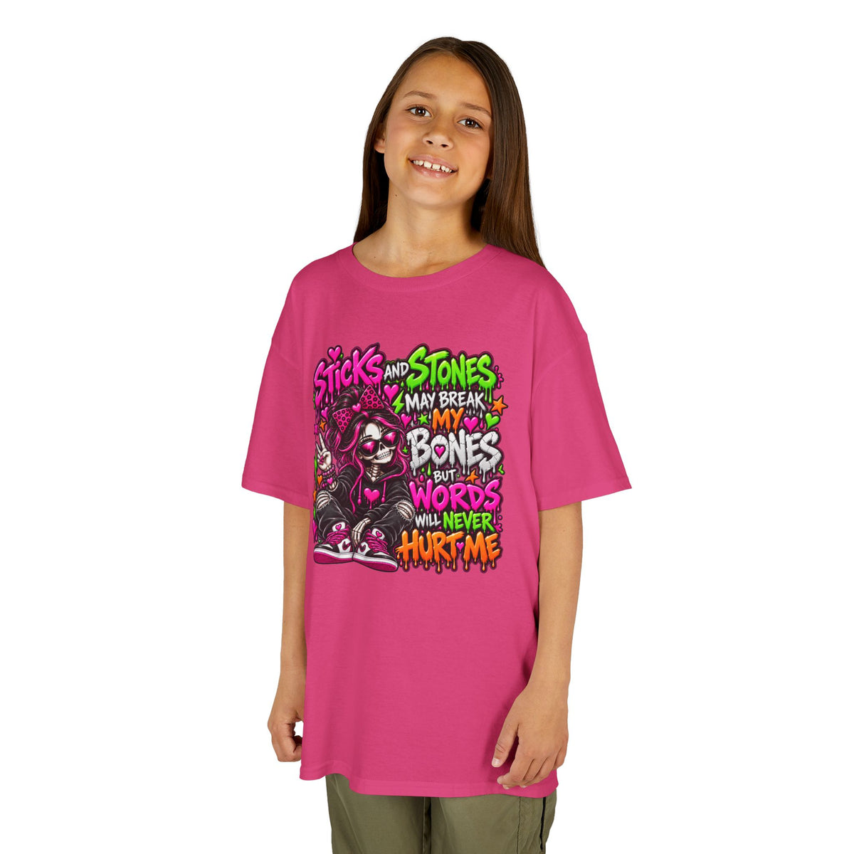 Kids Tee — "Sticks and Stones May Break My Bones"