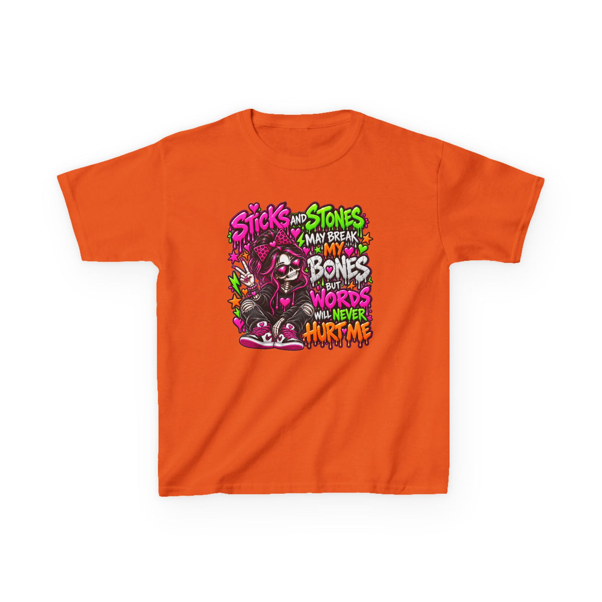 Kids Tee — "Sticks and Stones May Break My Bones"