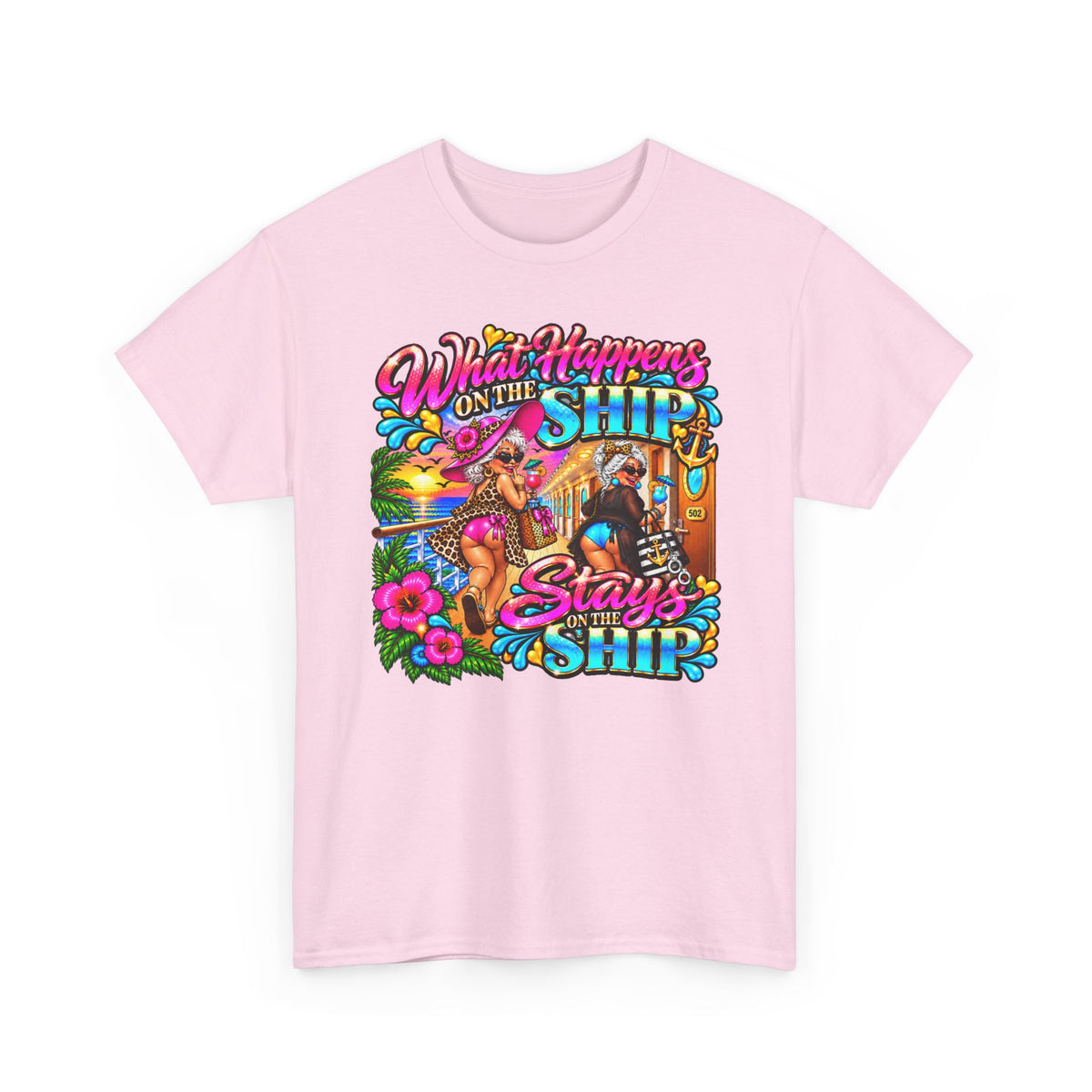Cruise Vacation T‑Shirt — "What Happens on the Ship Stays on the Ship"