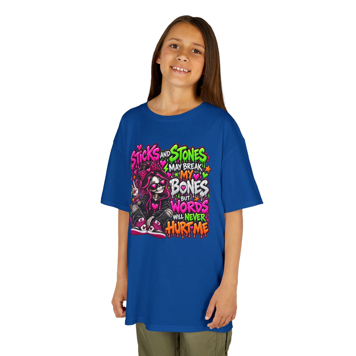 Kids Tee — "Sticks and Stones May Break My Bones"