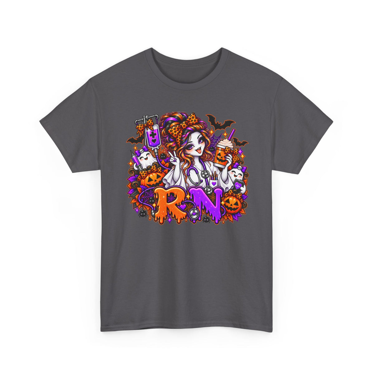Halloween Nurse RN T‑Shirt — Spooky Pumpkin Skull Medical Halloween Tee