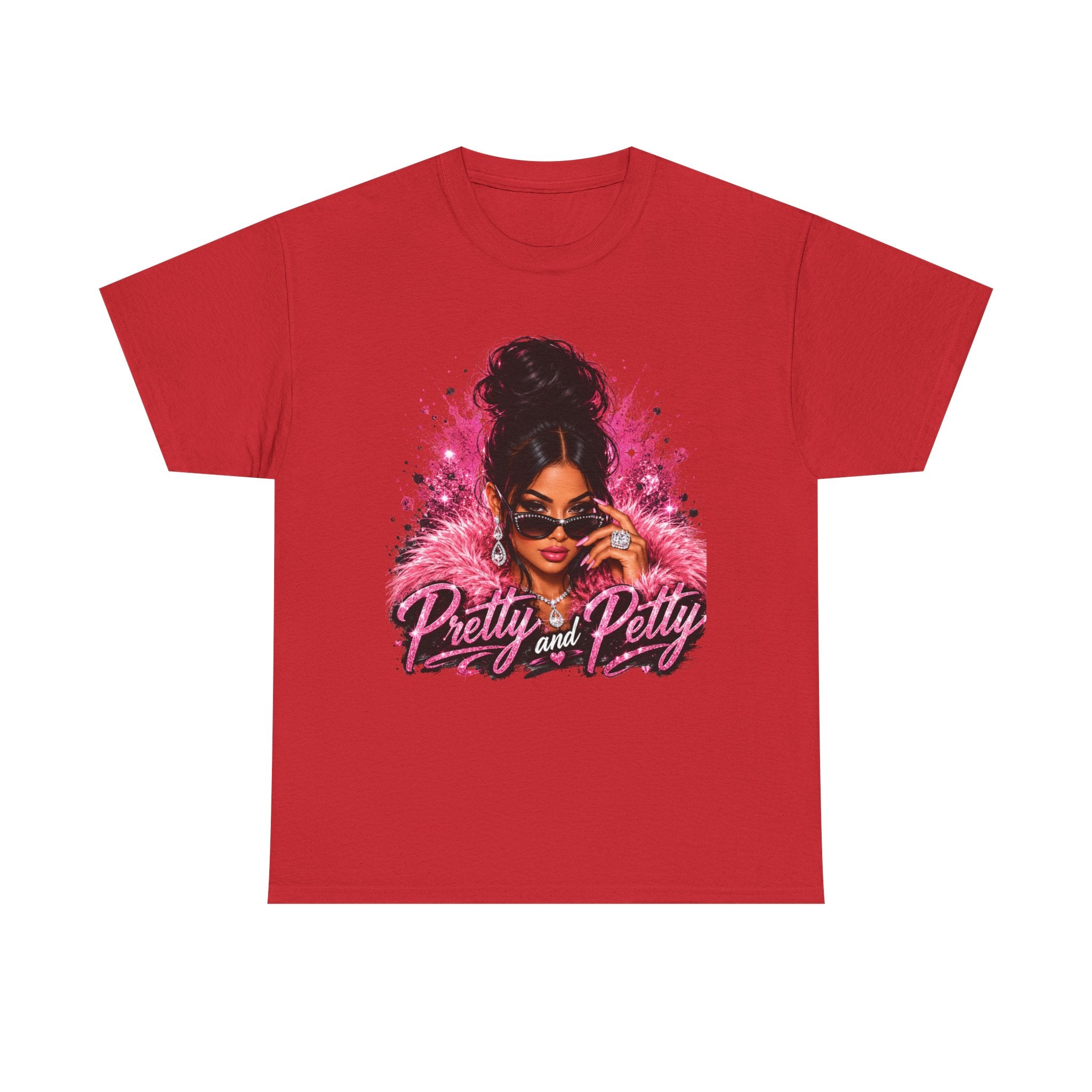 Pretty and Petty Graphic Tee — Bold Pink Afro Chic Women's Shirt